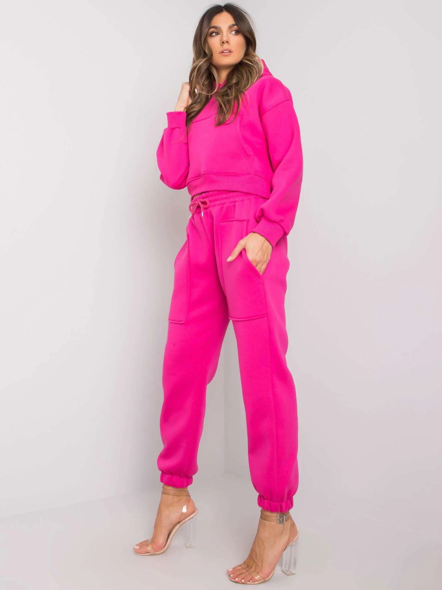 Compleu Dama Maneca lunga, Sport, ex moda, Fucsia Casual - imagine 2