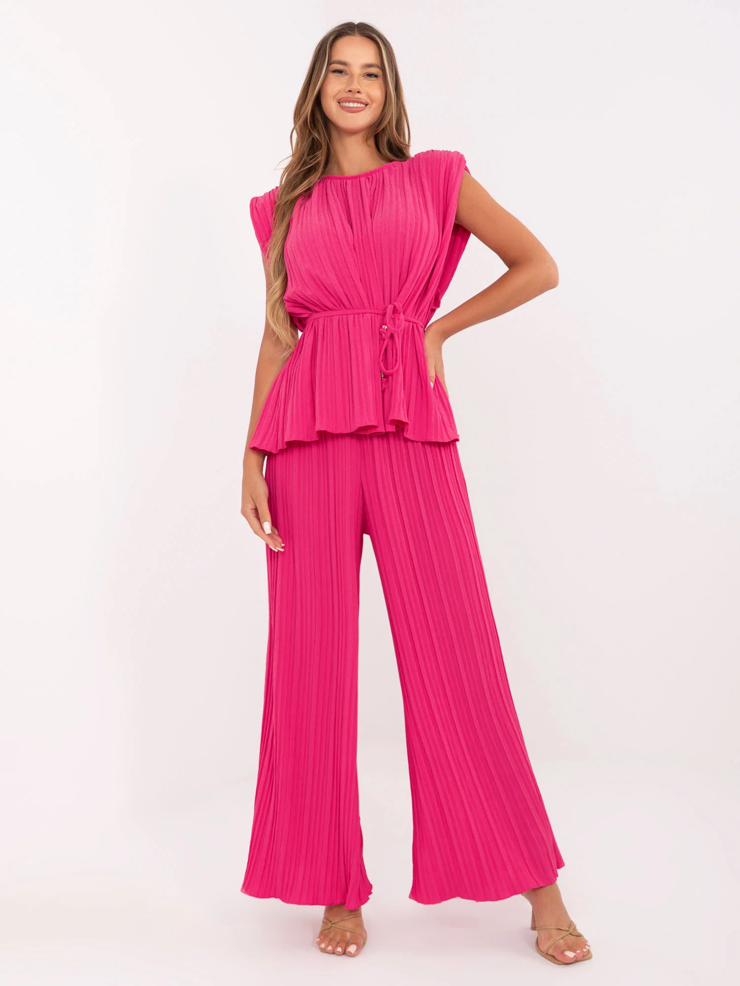 Compleu Dama Fara maneci, Elegant, ITALY MODA, Fucsia Eleganta Office - imagine 4