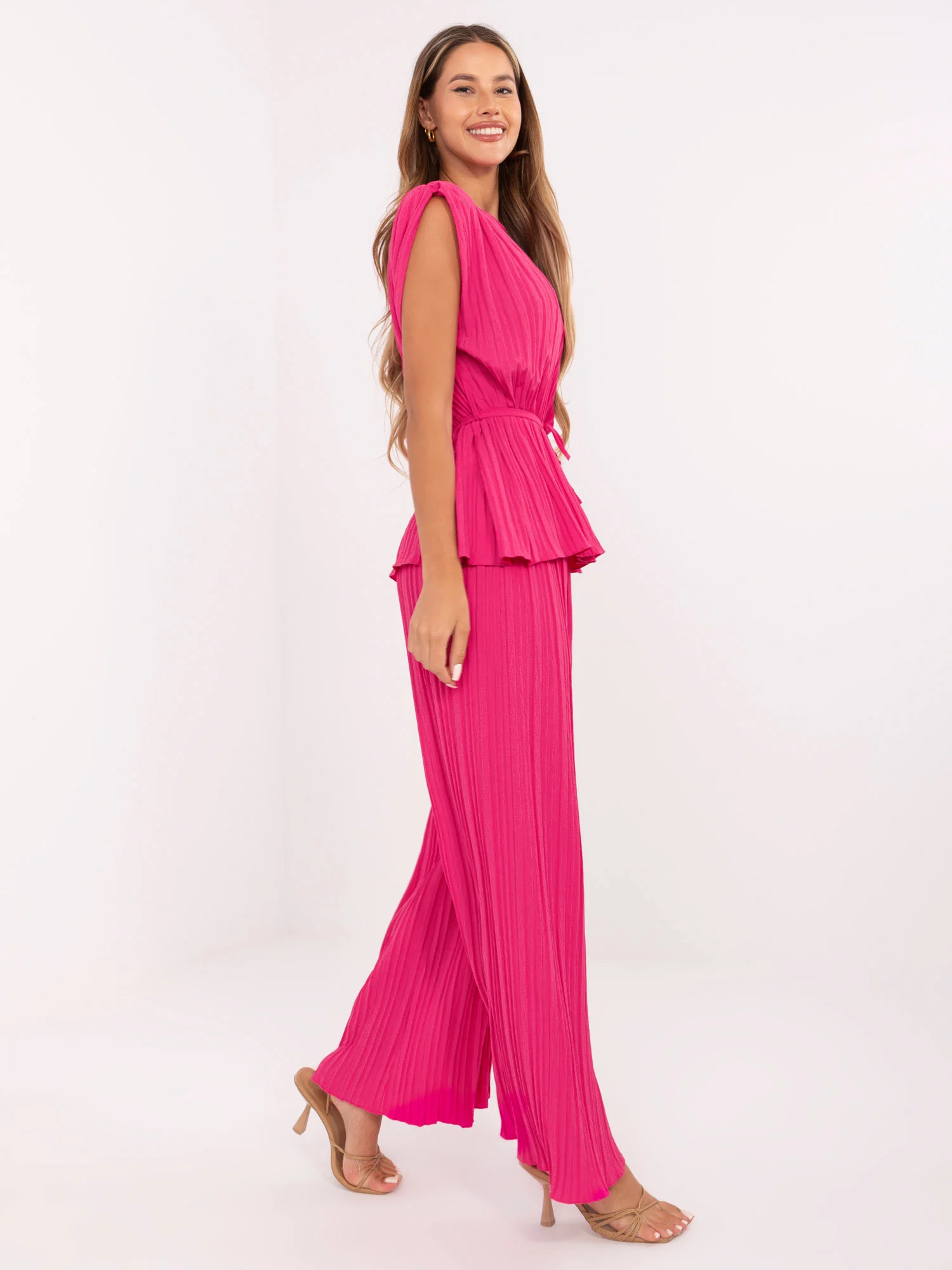 Compleu Dama Fara maneci, Elegant, ITALY MODA, Fucsia Eleganta Office - imagine 3