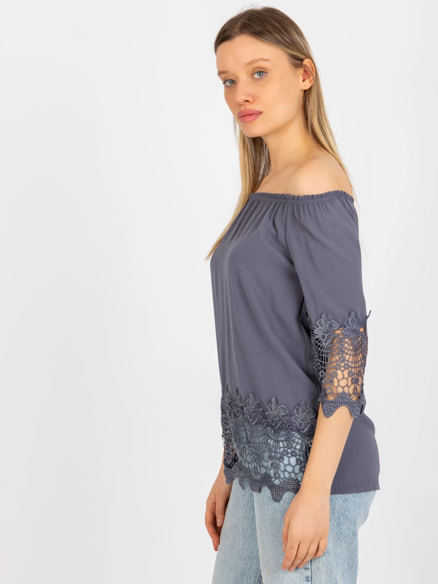 Bluza Dama Maneca 3/4, Guler inalt, LAKERTA, Grafit Casual - imagine 3