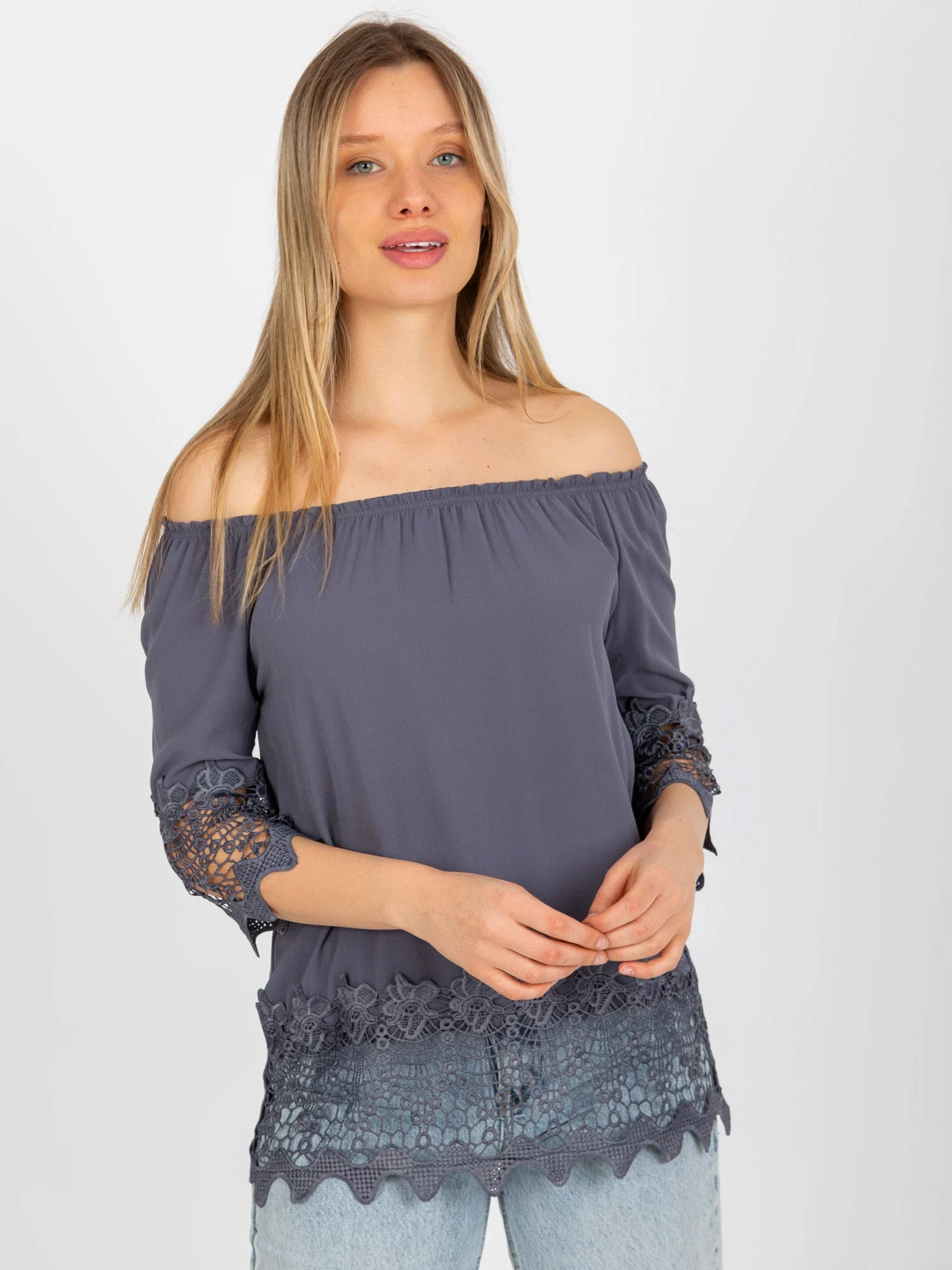 Bluza Dama Maneca 3/4, Guler inalt, LAKERTA, Grafit Casual - imagine 5