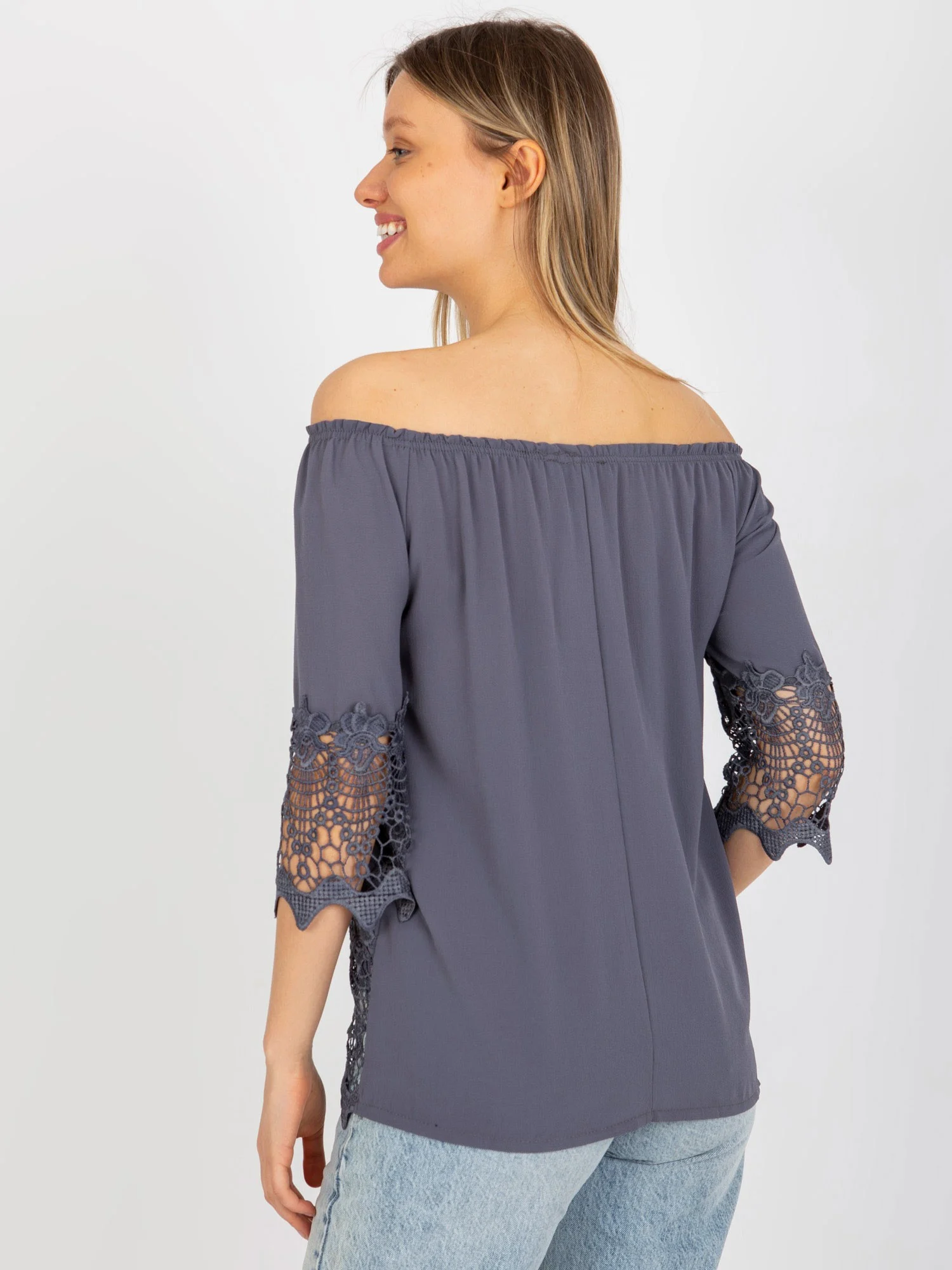 Bluza Dama Maneca 3/4, Guler inalt, LAKERTA, Grafit Casual - imagine 4
