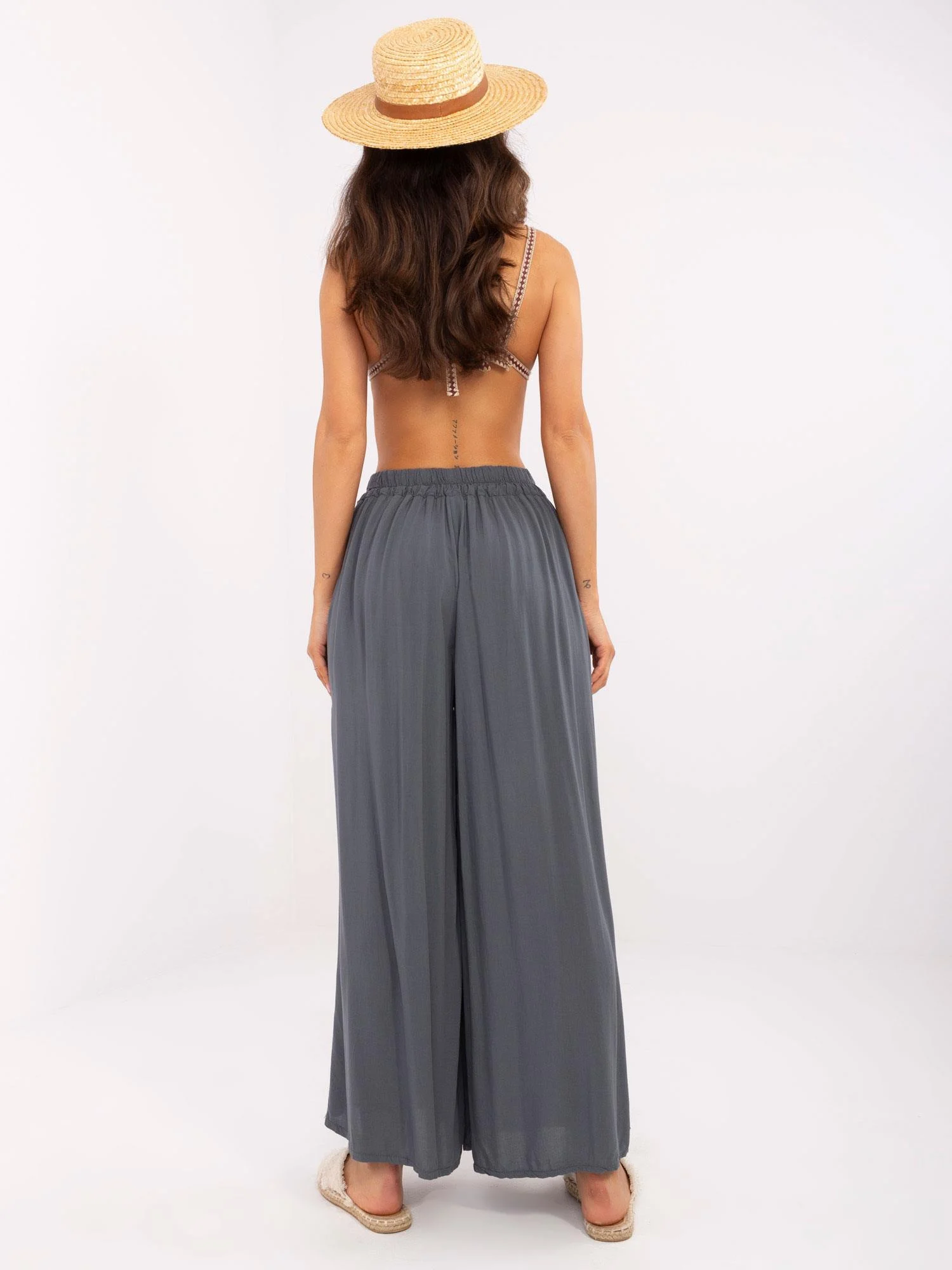 Pantaloni Dama Lejera, Guler inalt, Och Bella, Grafit Casual - imagine 4