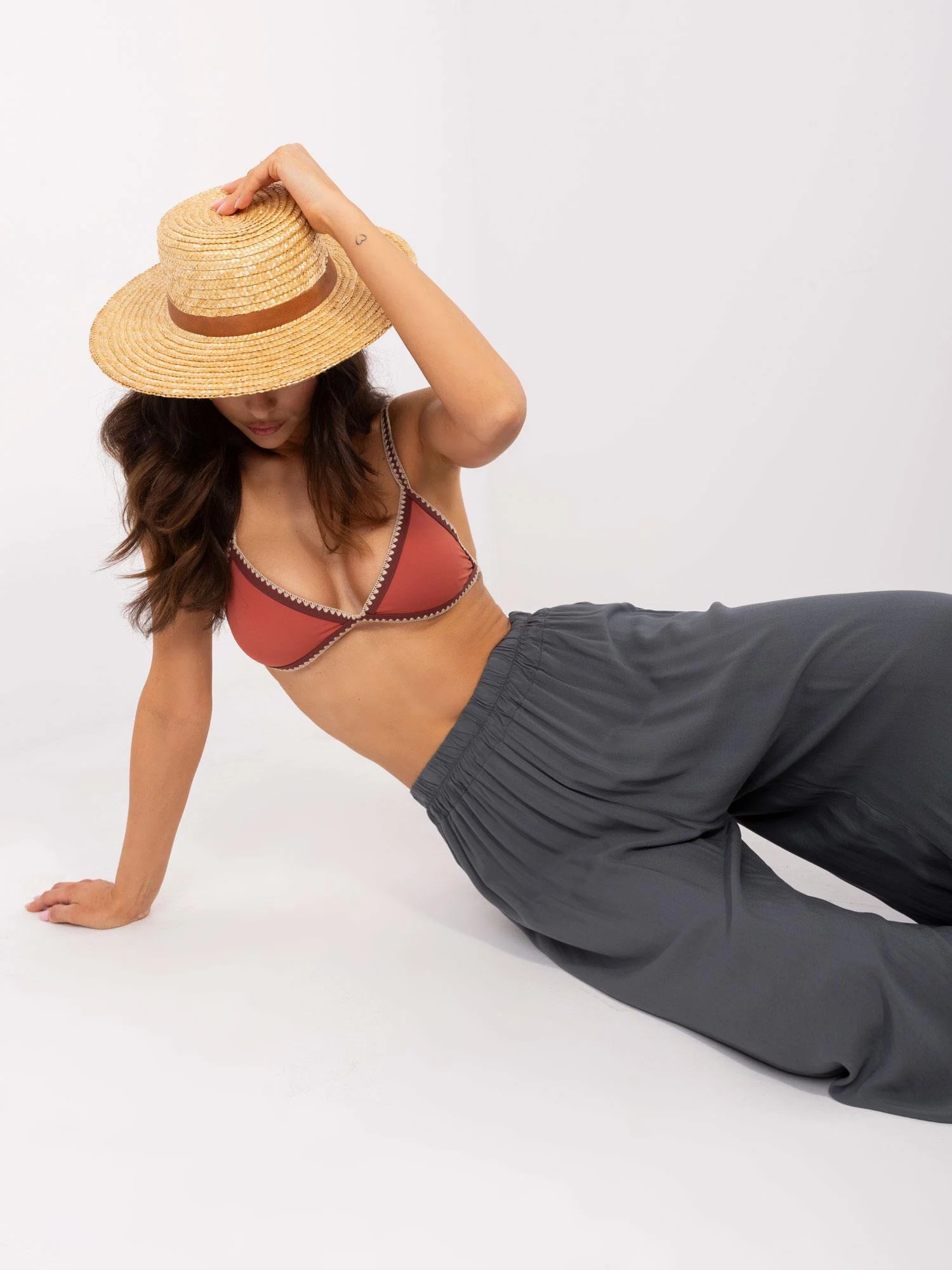 Pantaloni Dama Lejera, Guler inalt, Och Bella, Grafit Casual - imagine 5