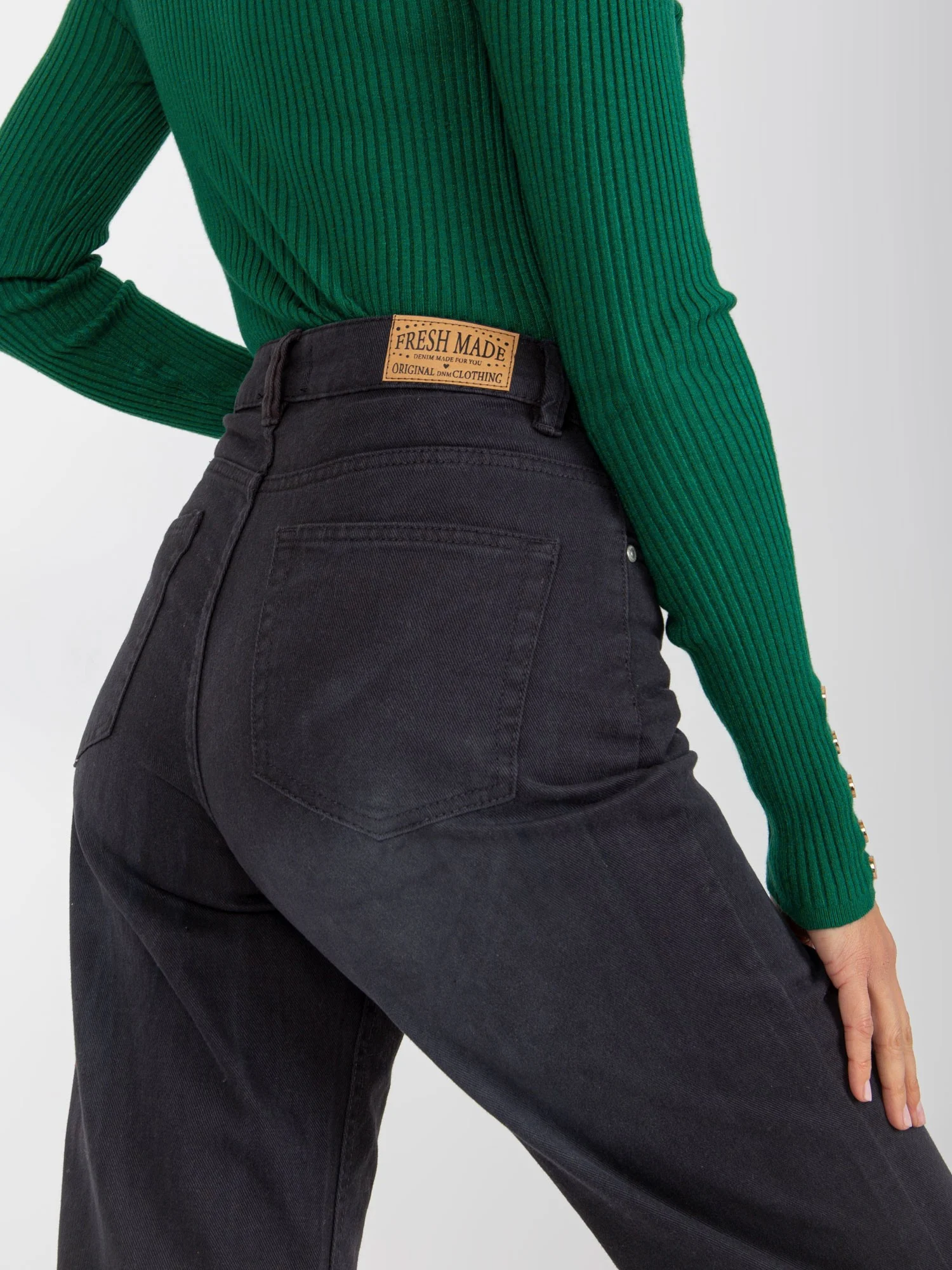 Pantaloni Dama Larga, Guler inalt, Fresh Made, Grafit Eleganta Office - imagine 5