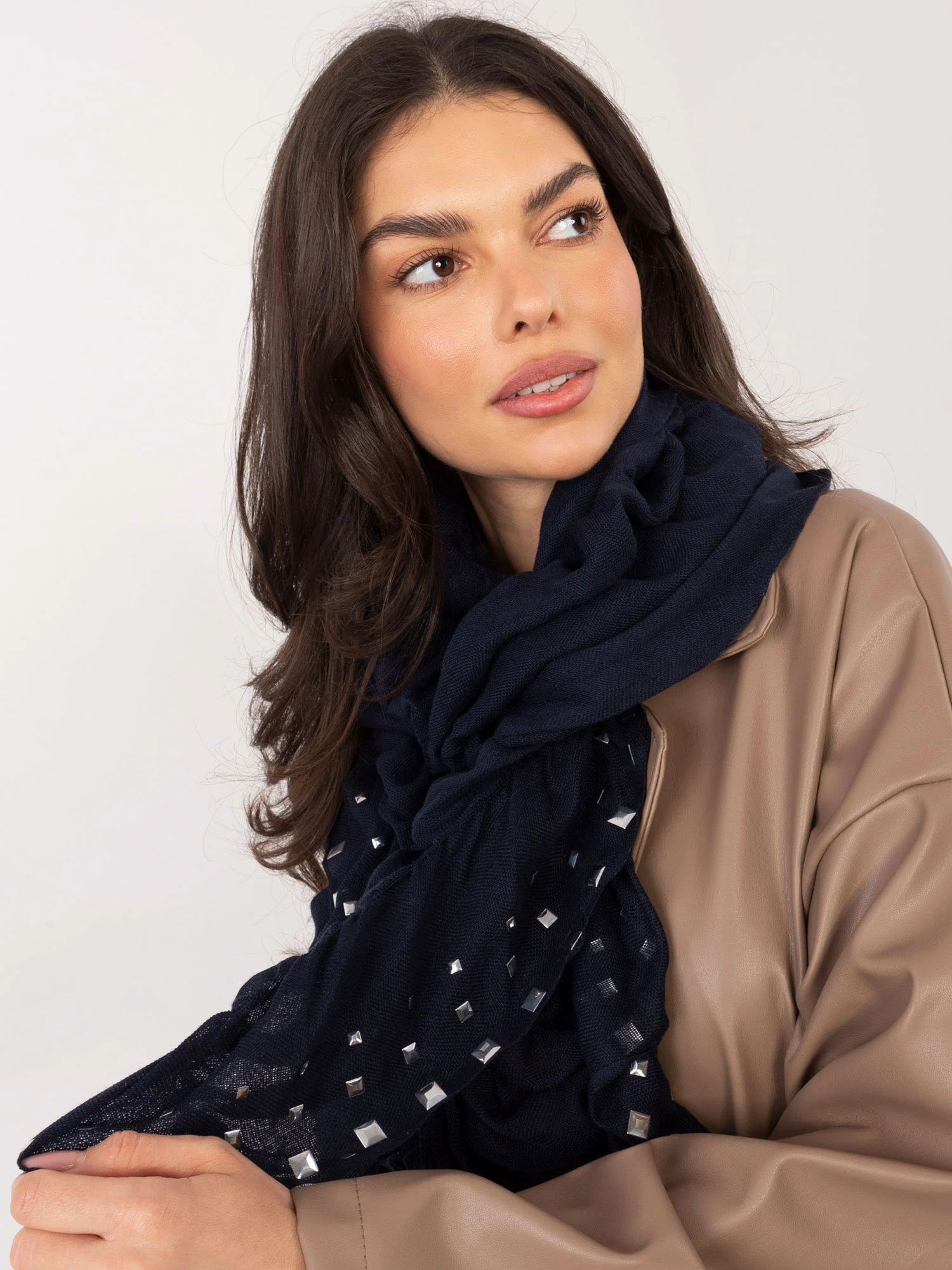 Bandana Dama Imprimat, Viscoza, Fashion Hunters, Bleumarin - imagine 4