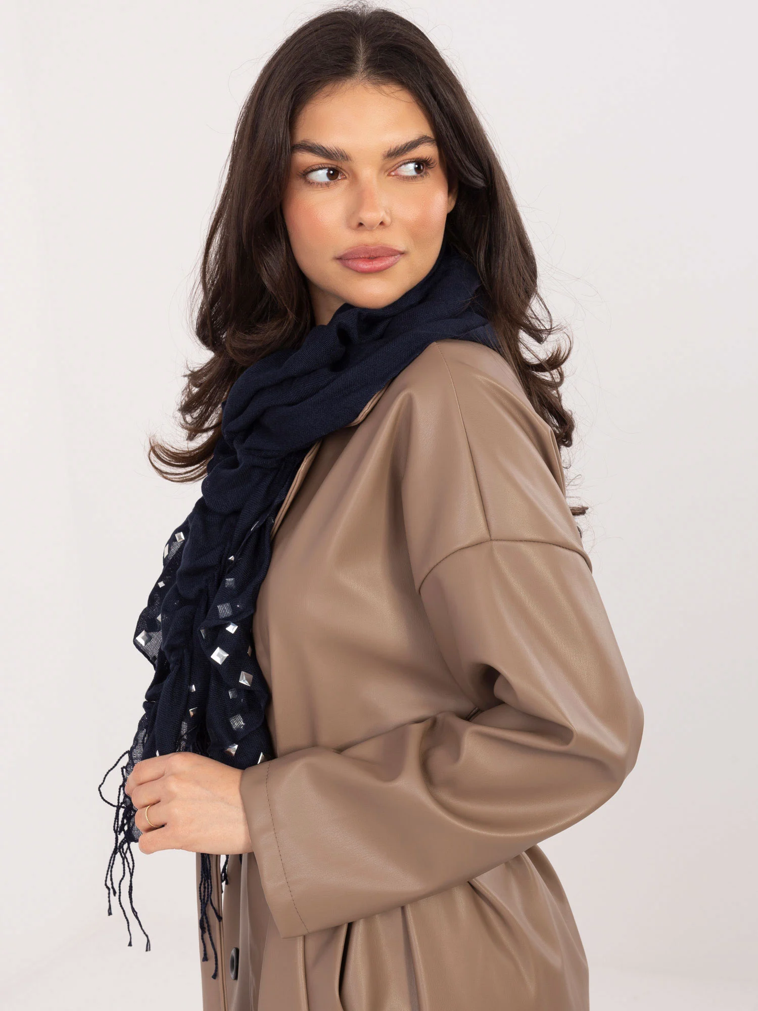 Bandana Dama Imprimat, Viscoza, Fashion Hunters, Bleumarin - imagine 2
