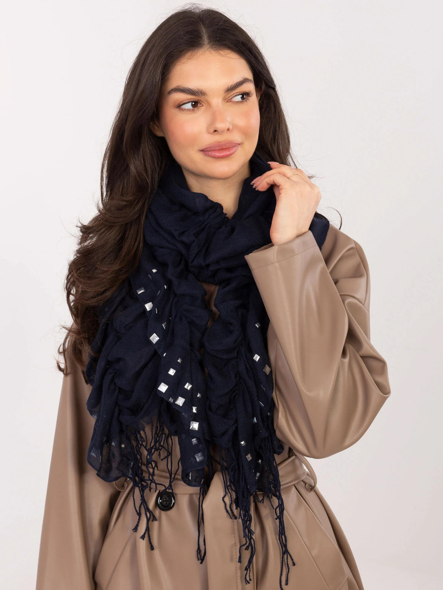 Bandana Dama Imprimat, Viscoza, Fashion Hunters, Bleumarin - imagine 3