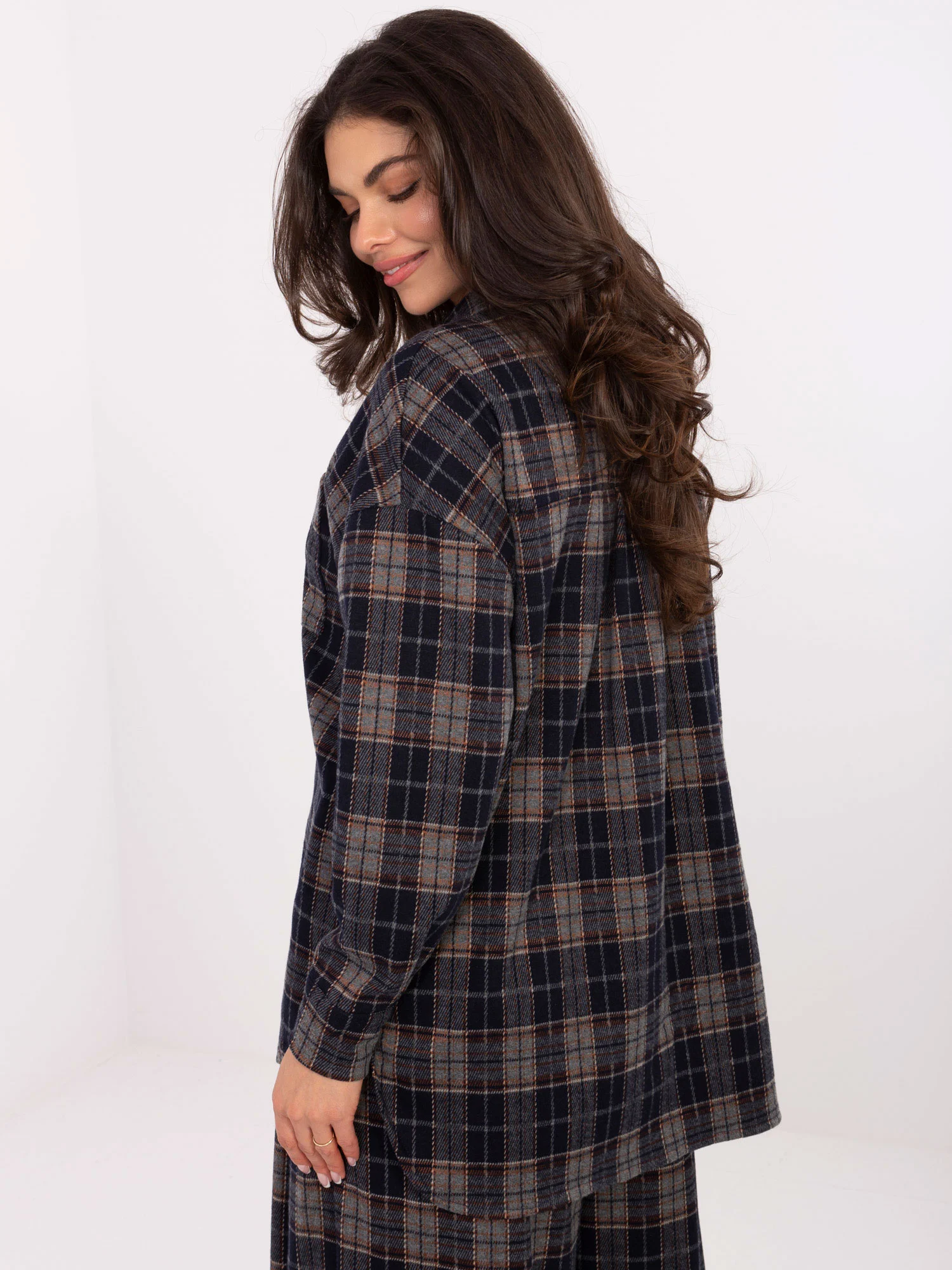 Camasa Dama Maneca lunga, Carouri, MODA ITALY, Bleumarin Eleganta Office - imagine 5