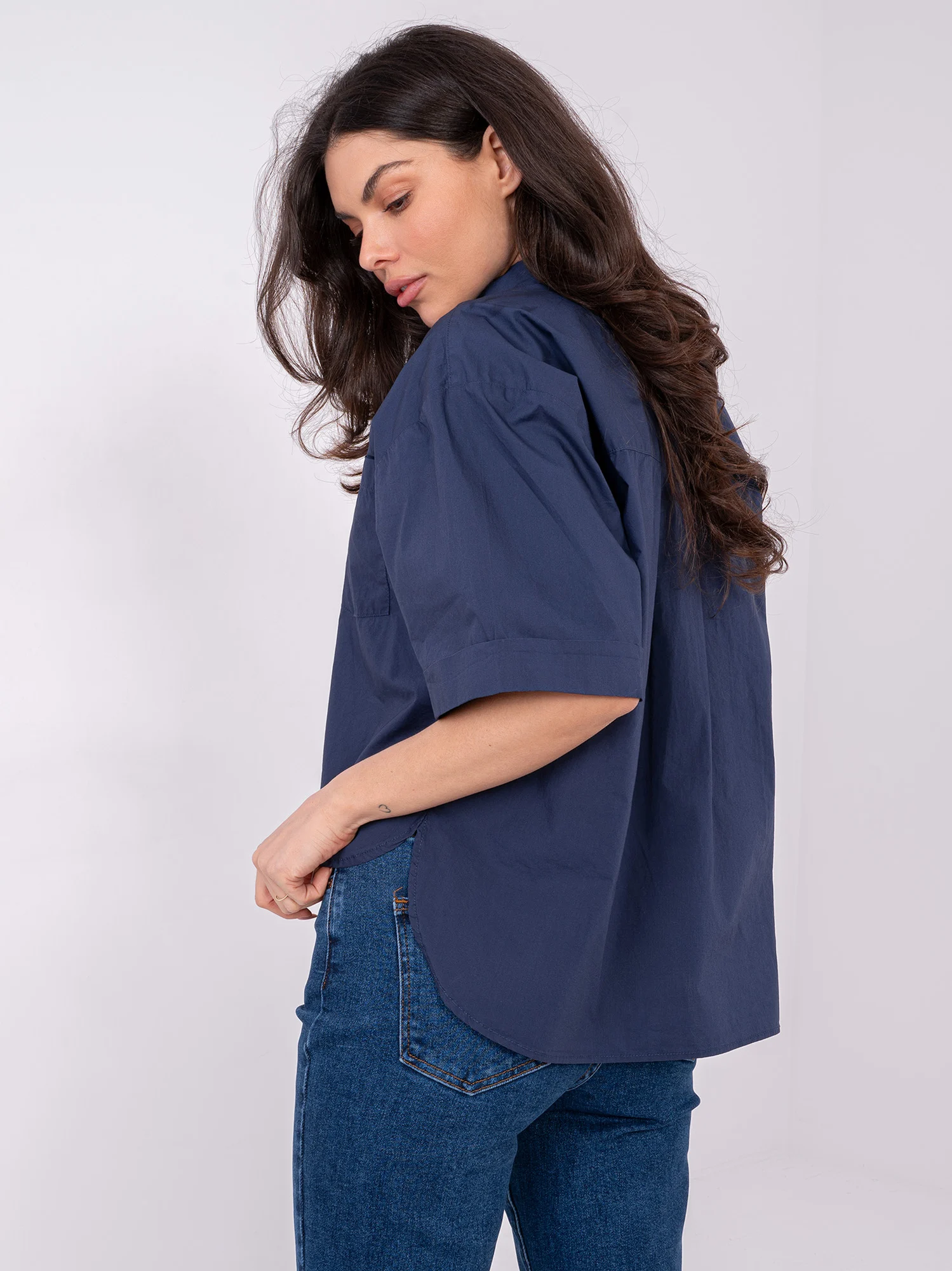 Bluza Dama Mini, Guler inalt, Sublevel, Bleumarin Casual - imagine 4