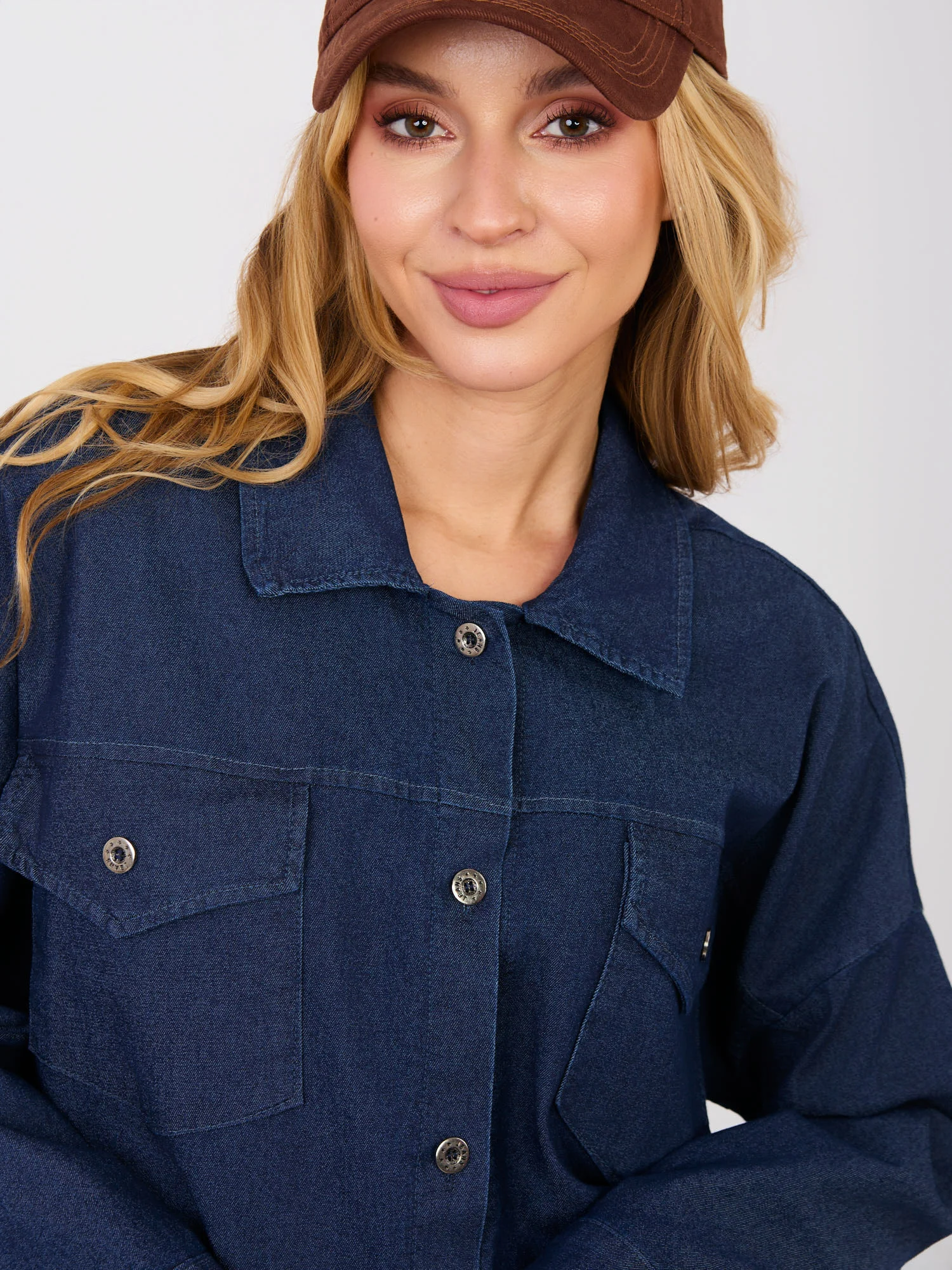 Jacheta Dama Maneca lunga, Guler inalt, RUE PARIS, Bleumarin Casual - imagine 2