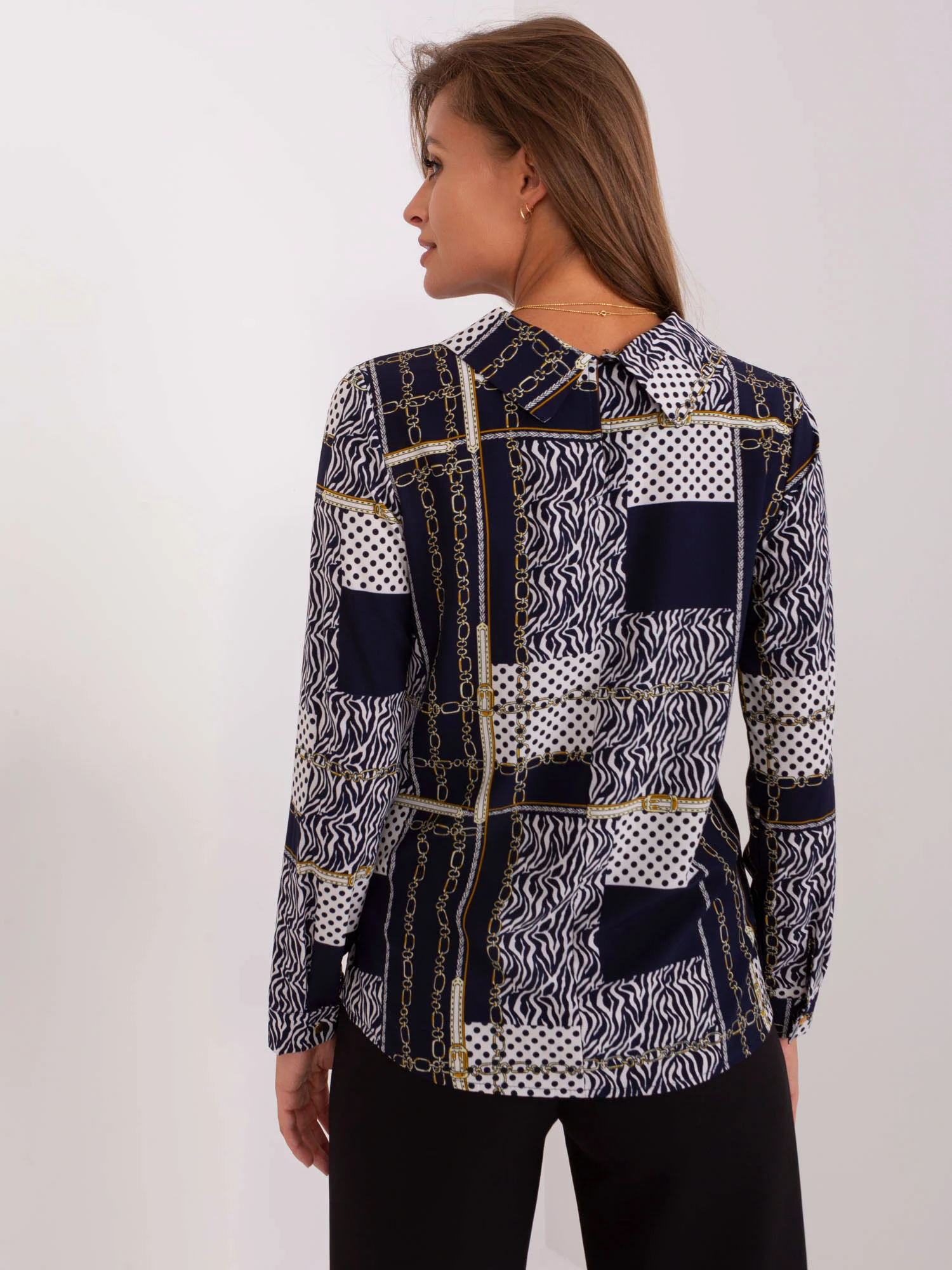 Camasa Dama Maneca lunga, Elegant, LAKERTA, Bleumarin Eleganta Office - imagine 6