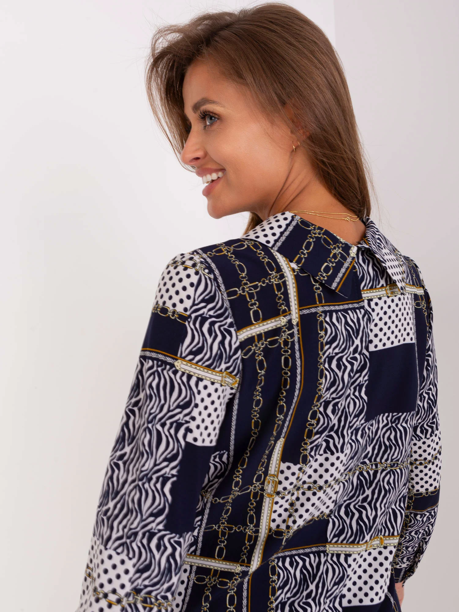 Camasa Dama Maneca lunga, Elegant, LAKERTA, Bleumarin Eleganta Office - imagine 4