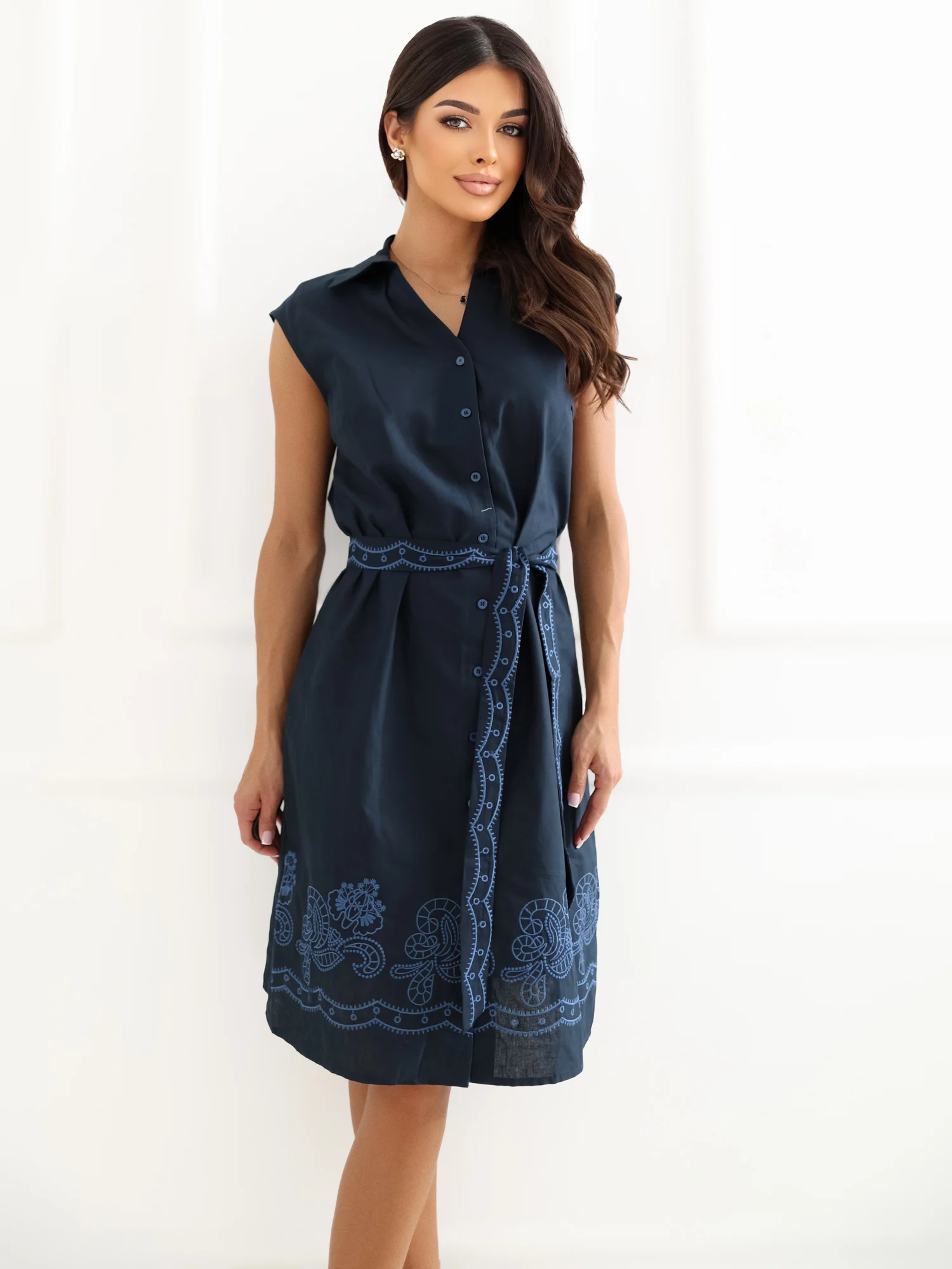 Rochie Dama Fara maneci, Lejera, ITALY MODA, Bleumarin de Vara - imagine 4