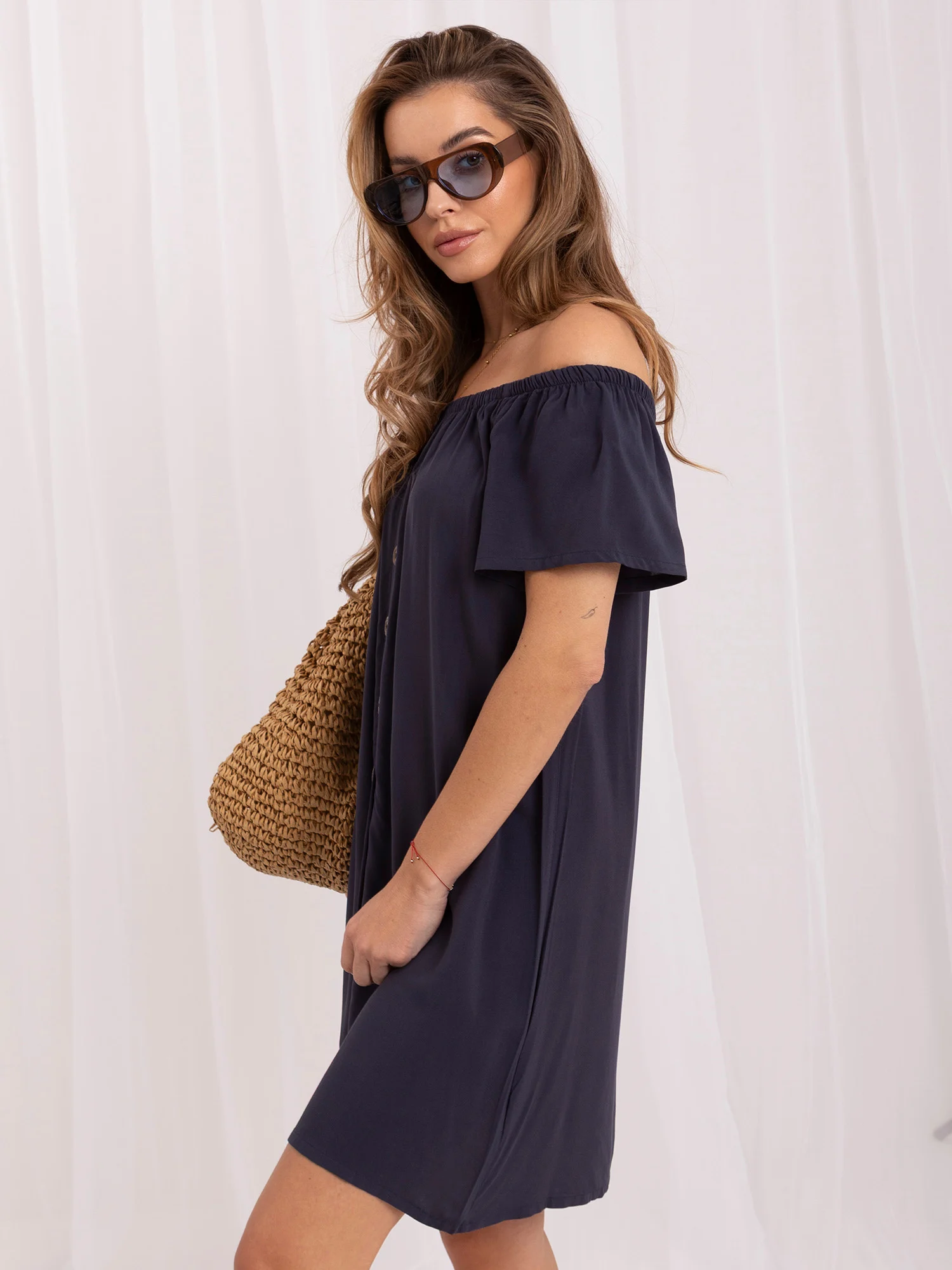 Rochie Dama Mini, Oversize, Sublevel, Bleumarin de Vara - imagine 4