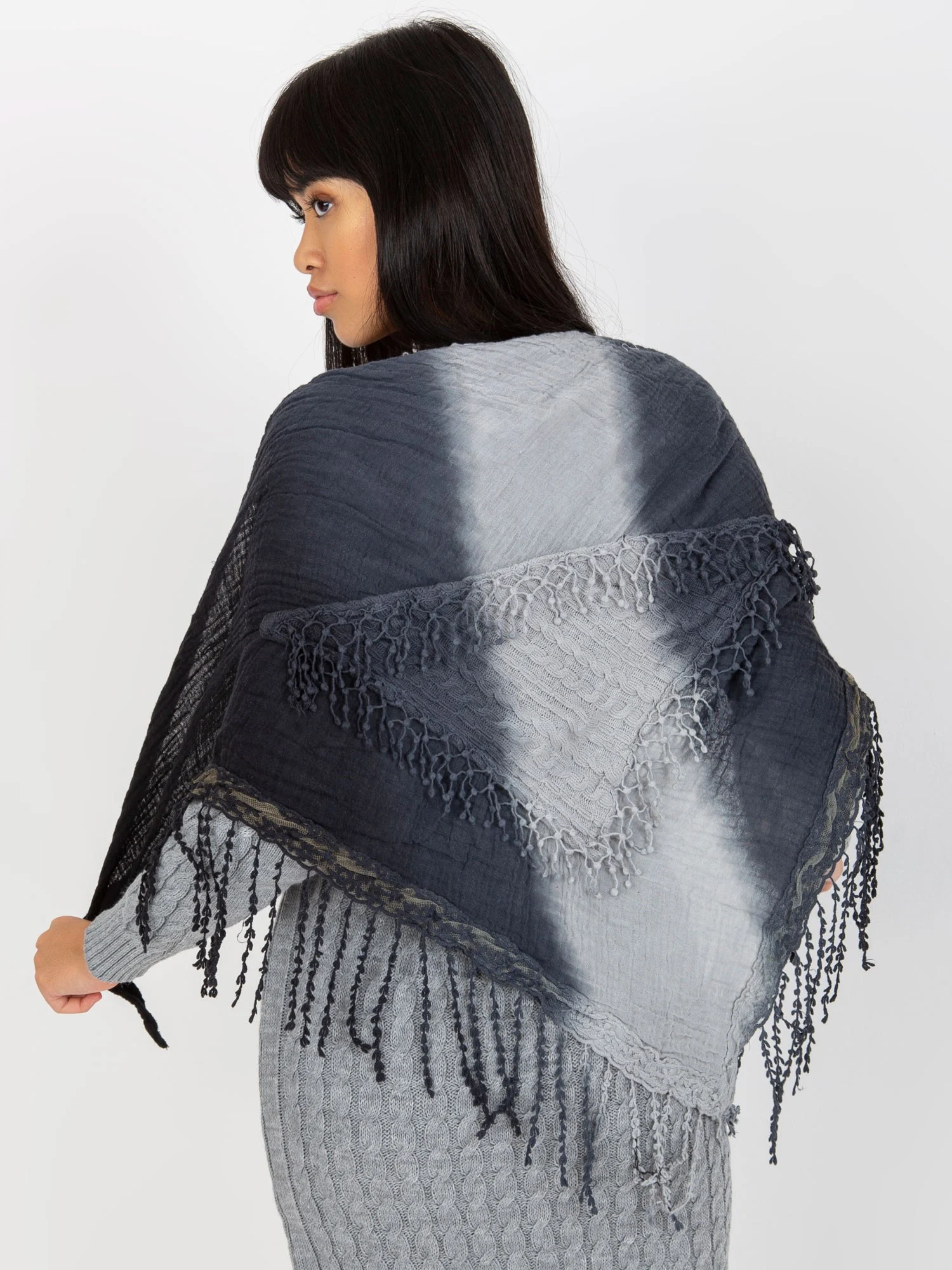 Bandana Dama Imprimat, Bumbac, Fashion Hunters, Bleumarin - imagine 4