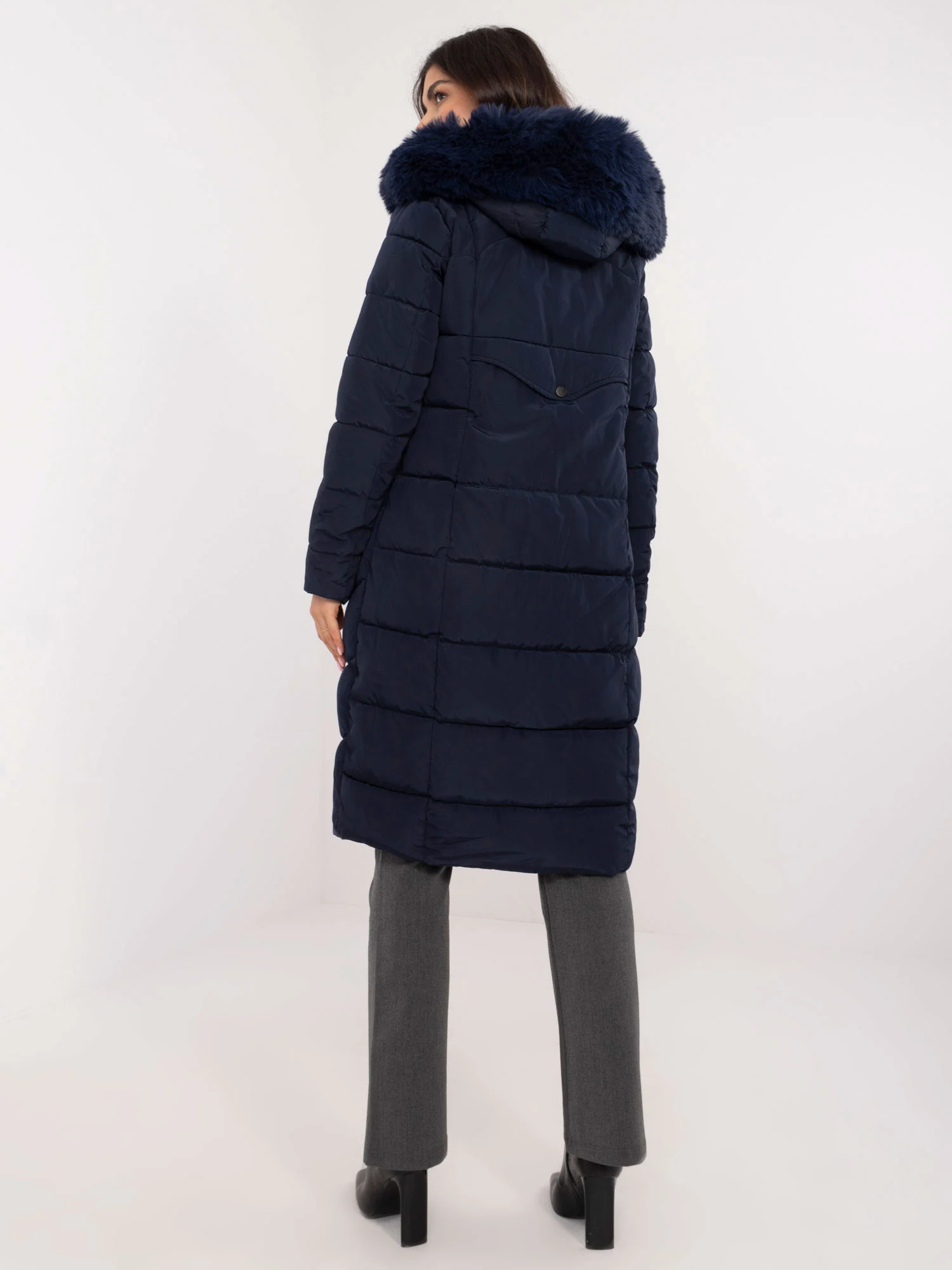 Jacheta Dama Maneca lunga, Guler inalt, SKORP, Bleumarin Eleganta Office Marimi Mari - imagine 3