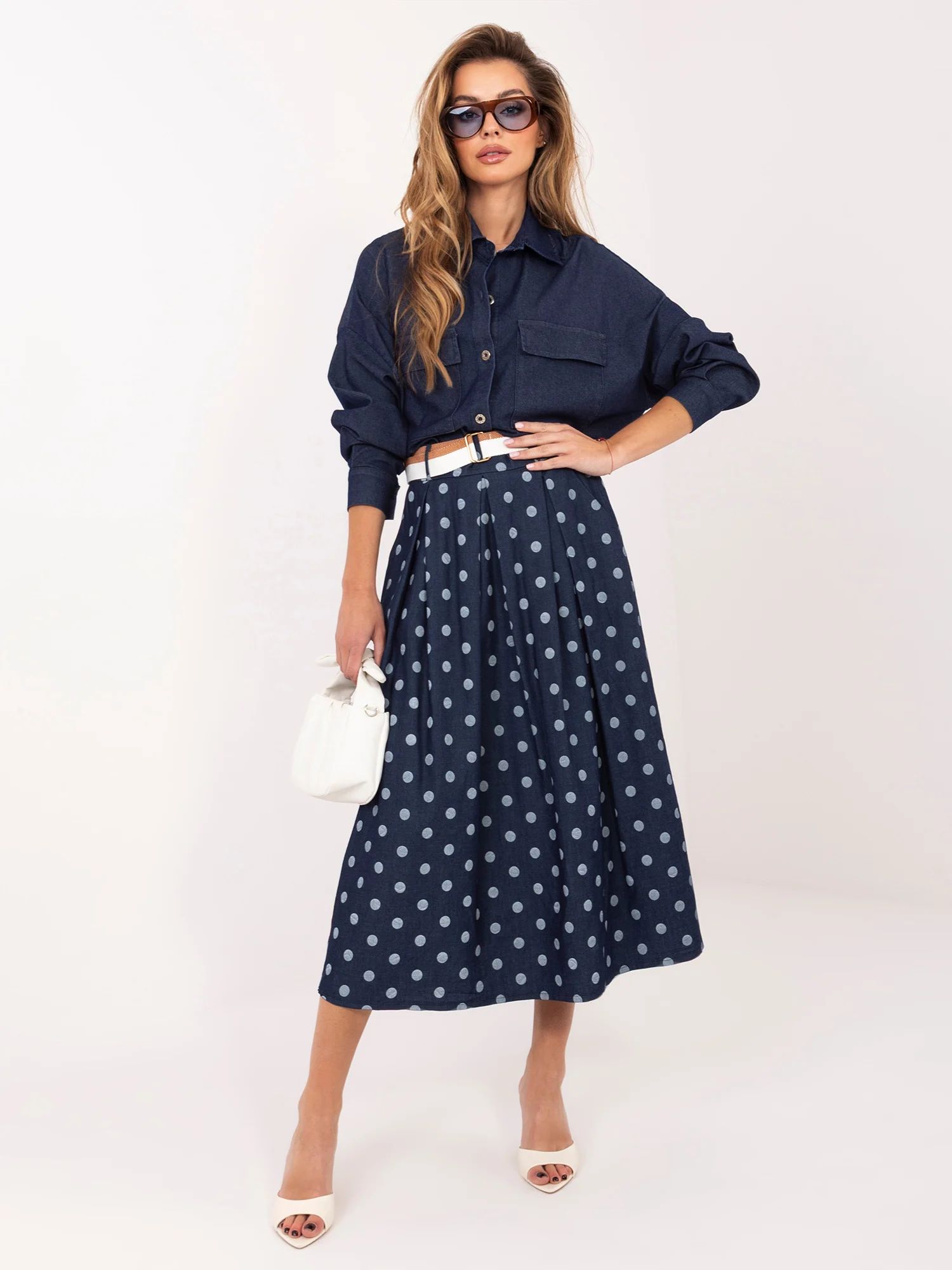 Fusta Dama Midi, Buline, Maya, Bleumarin Eleganta Office - imagine 5