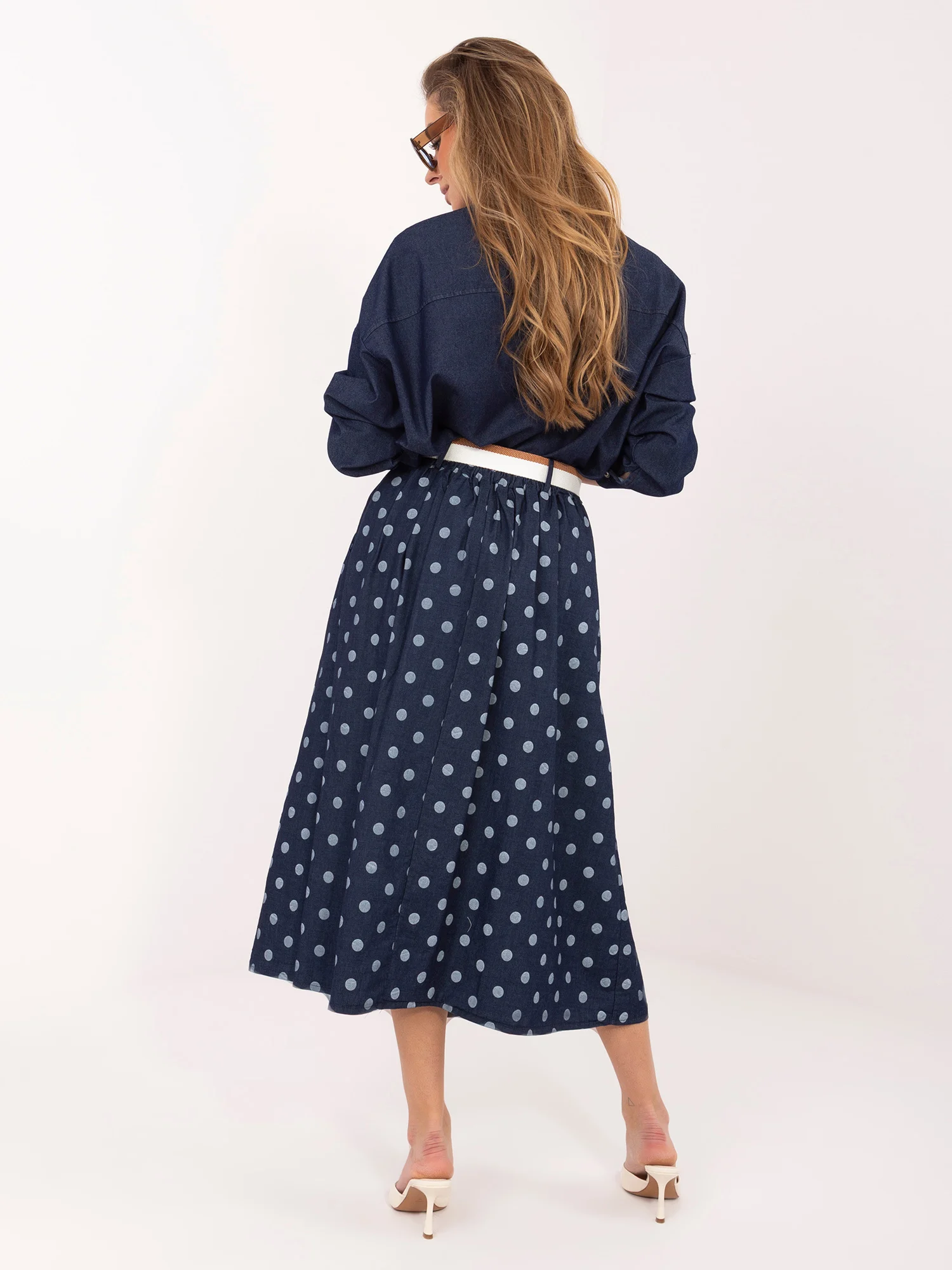Fusta Dama Midi, Buline, Maya, Bleumarin Eleganta Office - imagine 4