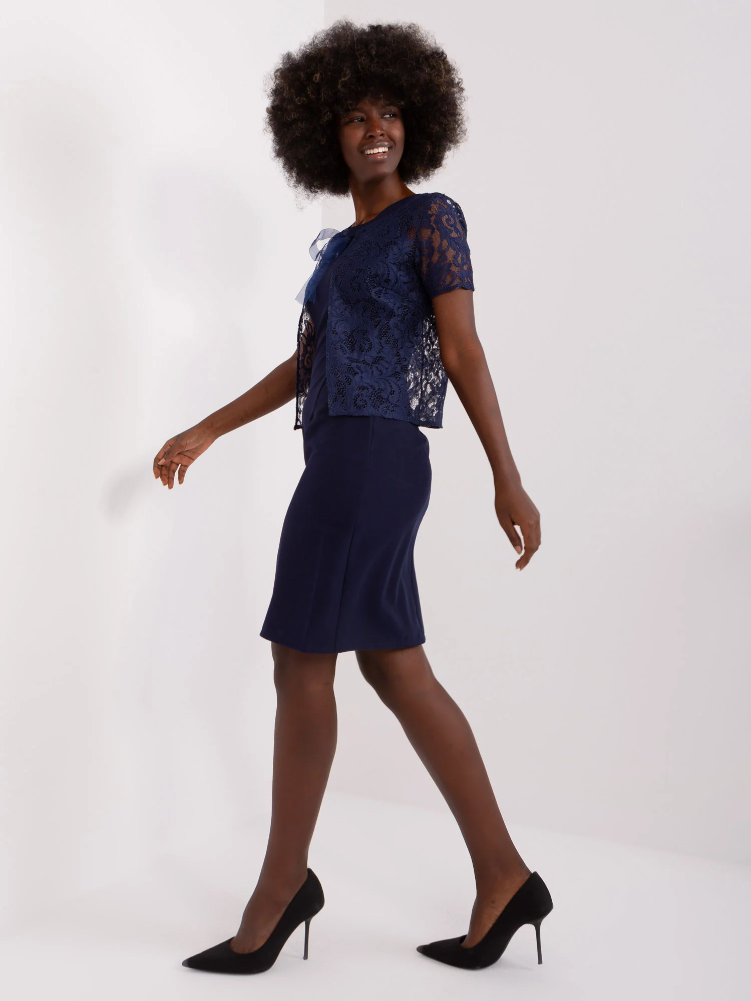 Rochie Dama Mini, Dantela, LAKERTA, Bleumarin de Sarbatori - imagine 8