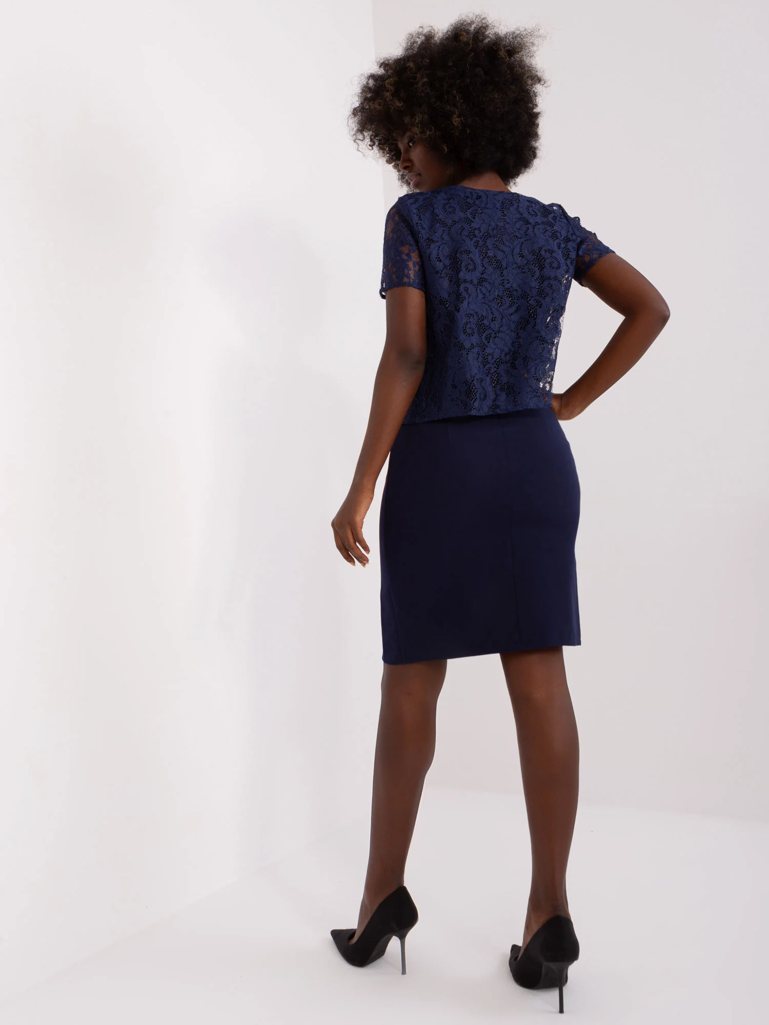 Rochie Dama Mini, Dantela, LAKERTA, Bleumarin de Sarbatori - imagine 5