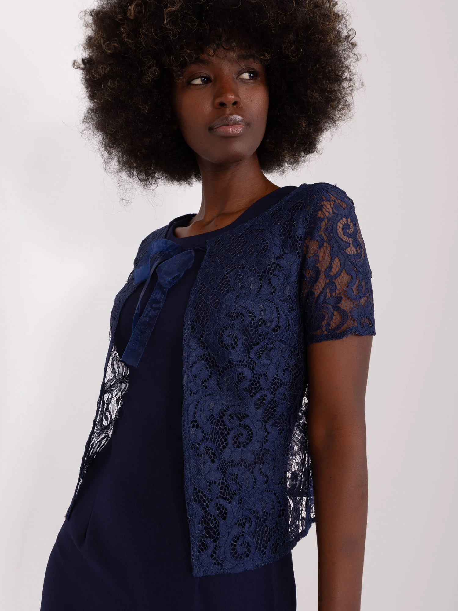 Rochie Dama Mini, Dantela, LAKERTA, Bleumarin de Sarbatori - imagine 2