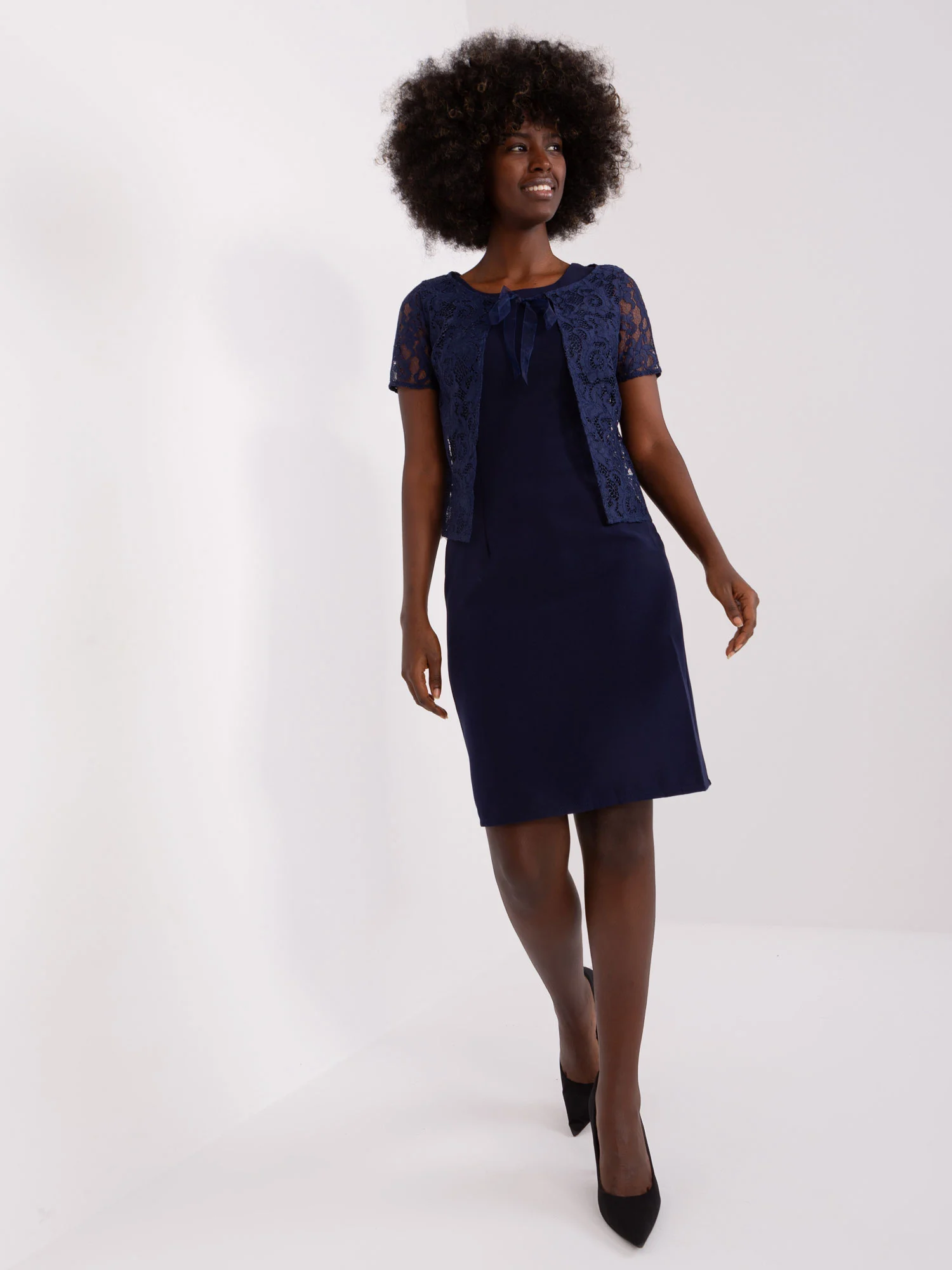 Rochie Dama Mini, Dantela, LAKERTA, Bleumarin de Sarbatori - imagine 4