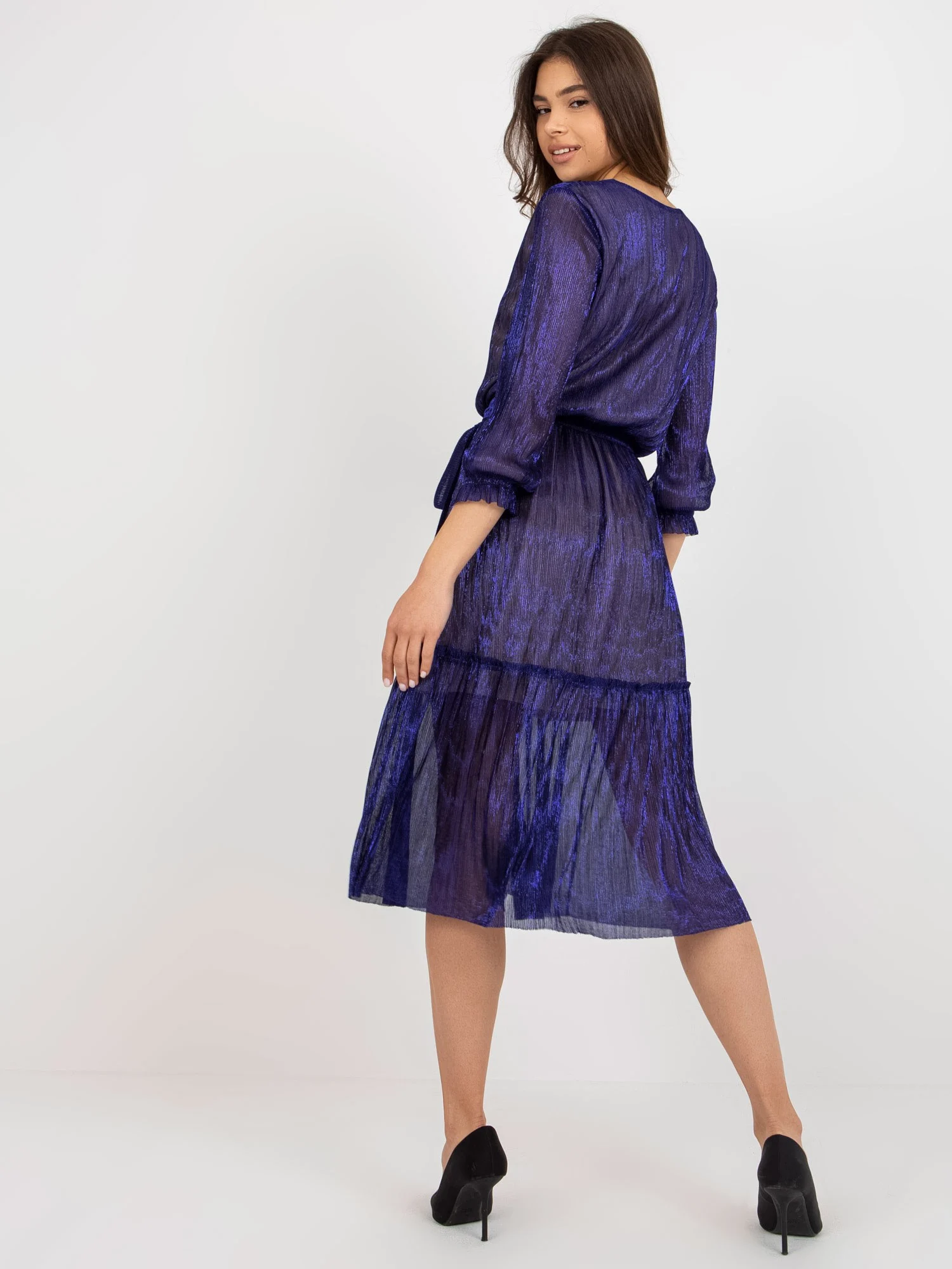 Rochie Dama Midi, Rochie dreapta, LAKERTA, Bleumarin de Sarbatori - imagine 2