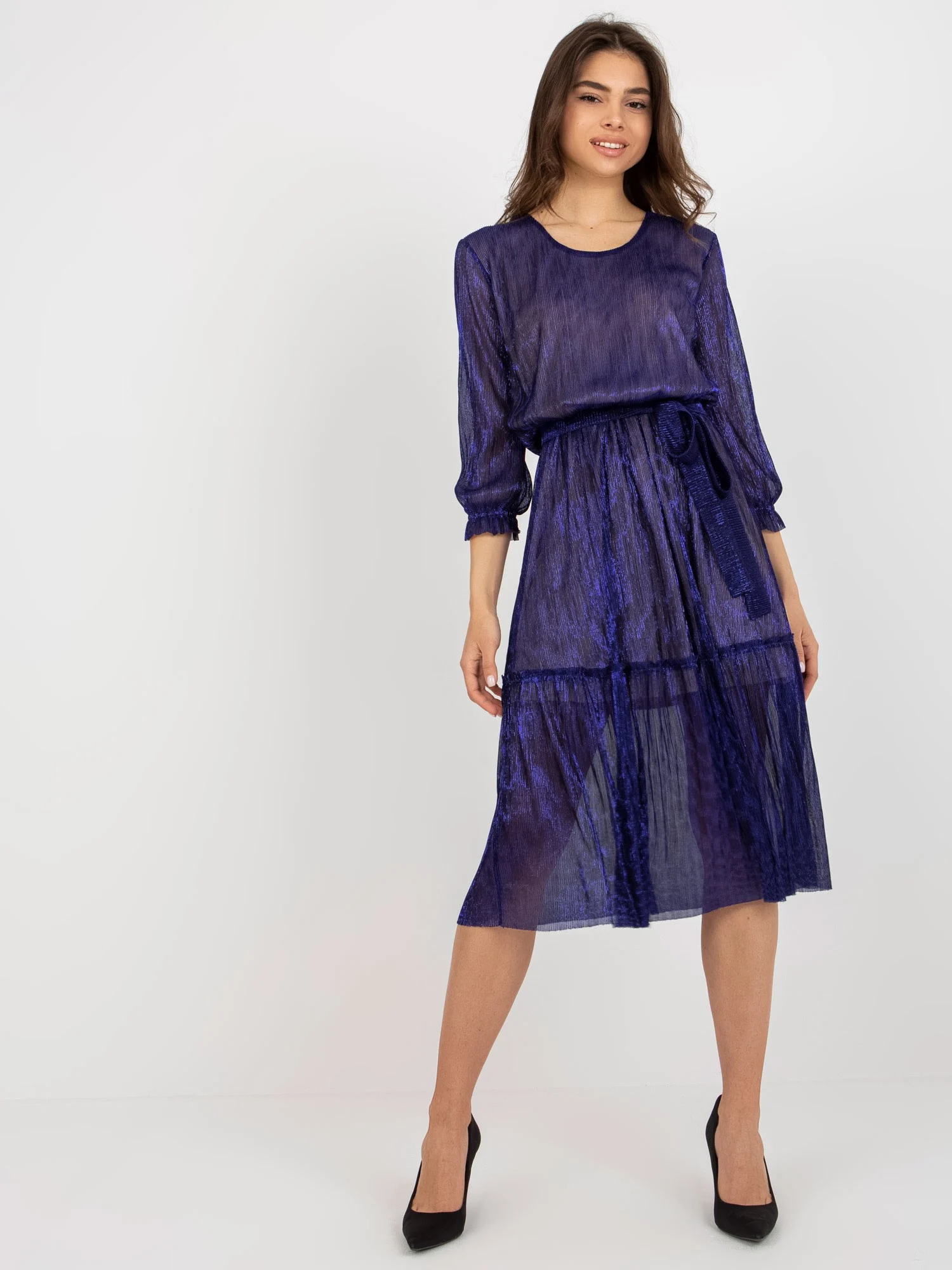 Rochie Dama Midi, Rochie dreapta, LAKERTA, Bleumarin de Sarbatori - imagine 4