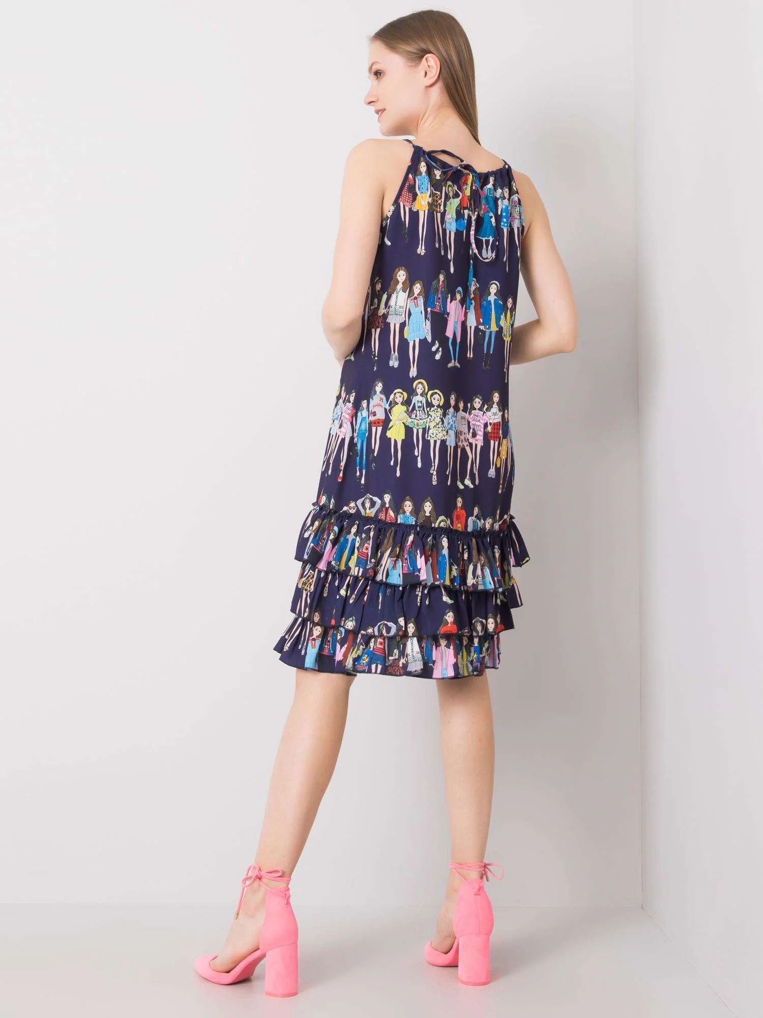 Rochie Dama Mini, Imprimat, RUE PARIS, Bleumarin Casual - imagine 3