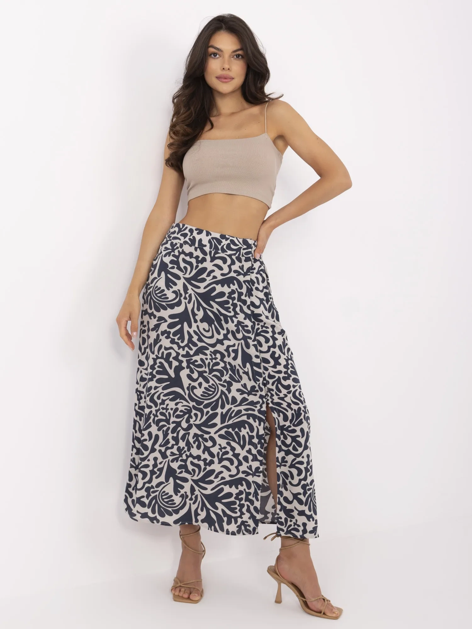 Fusta Dama Midi, Guler inalt, Fresh Made, Bleumarin Casual - imagine 5