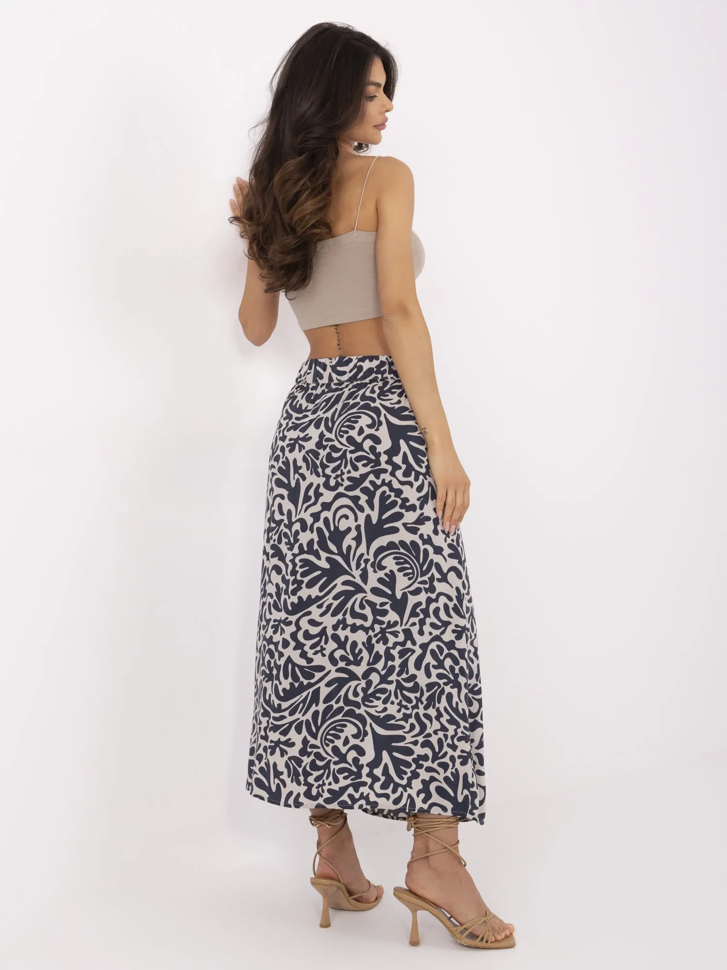 Fusta Dama Midi, Guler inalt, Fresh Made, Bleumarin Casual - imagine 3