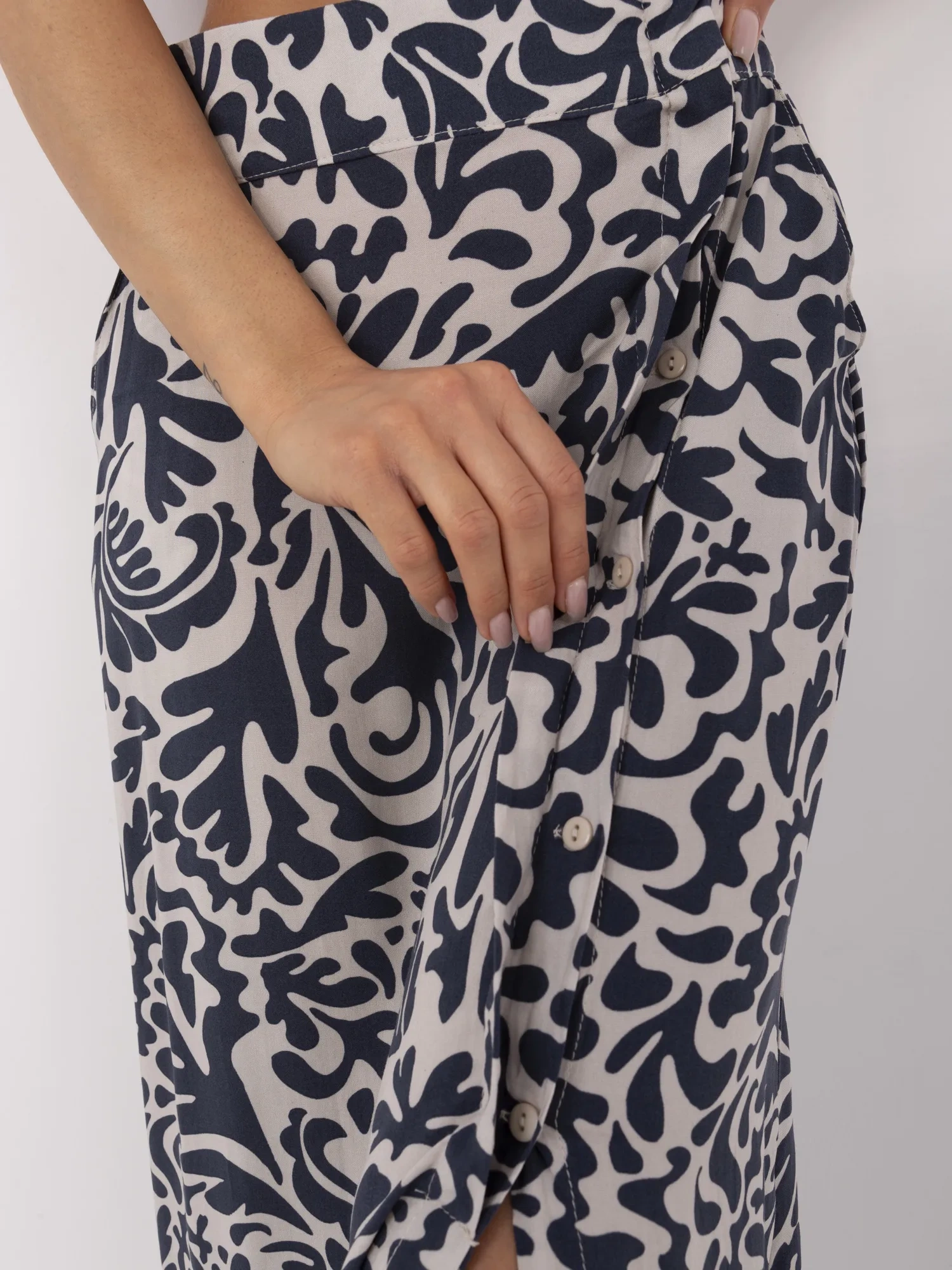 Fusta Dama Midi, Guler inalt, Fresh Made, Bleumarin Casual - imagine 4