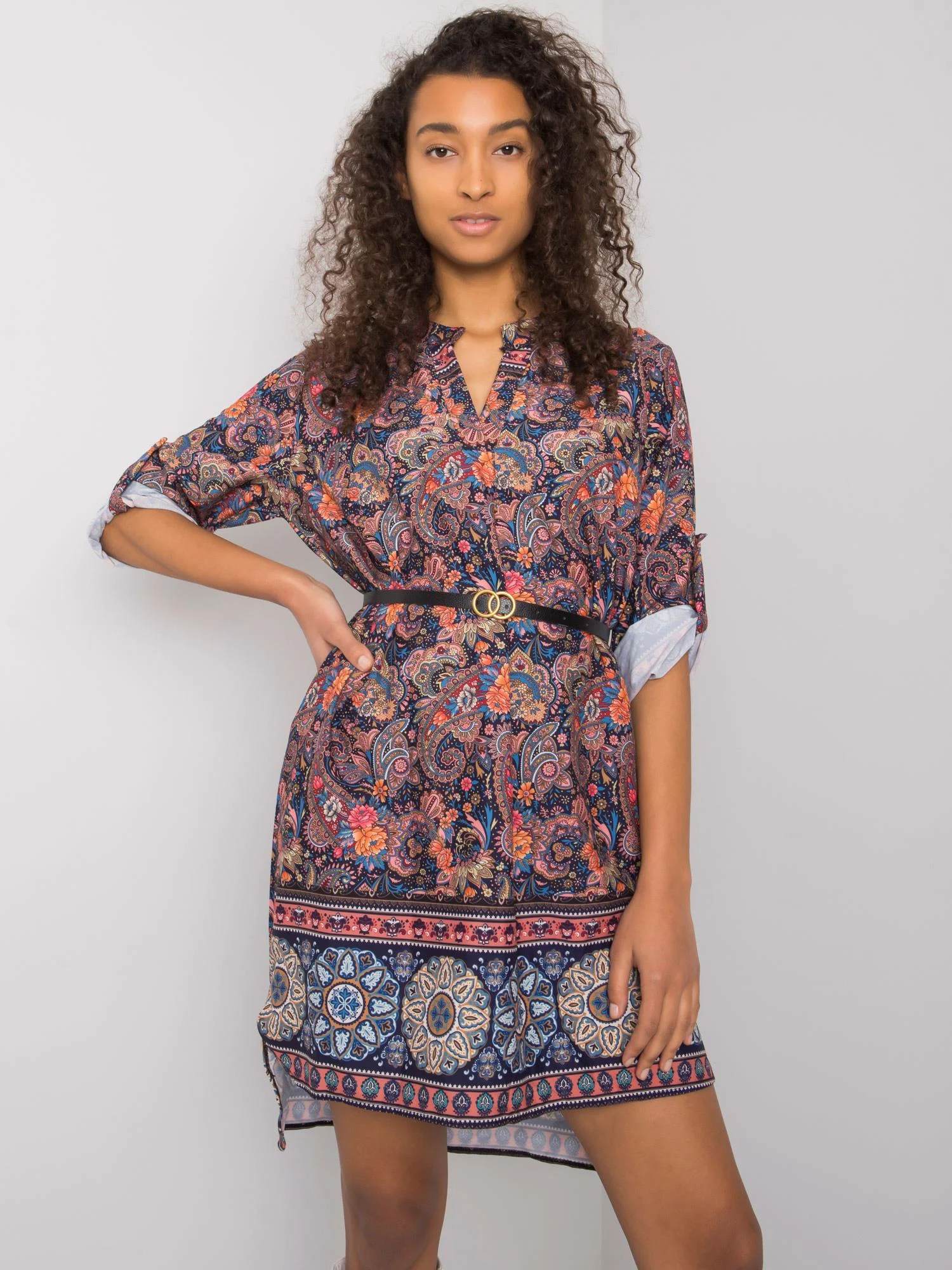 Rochie Dama Maxi, Imprimat, ITALY MODA, Bleumarin Eleganta Office - Image 3