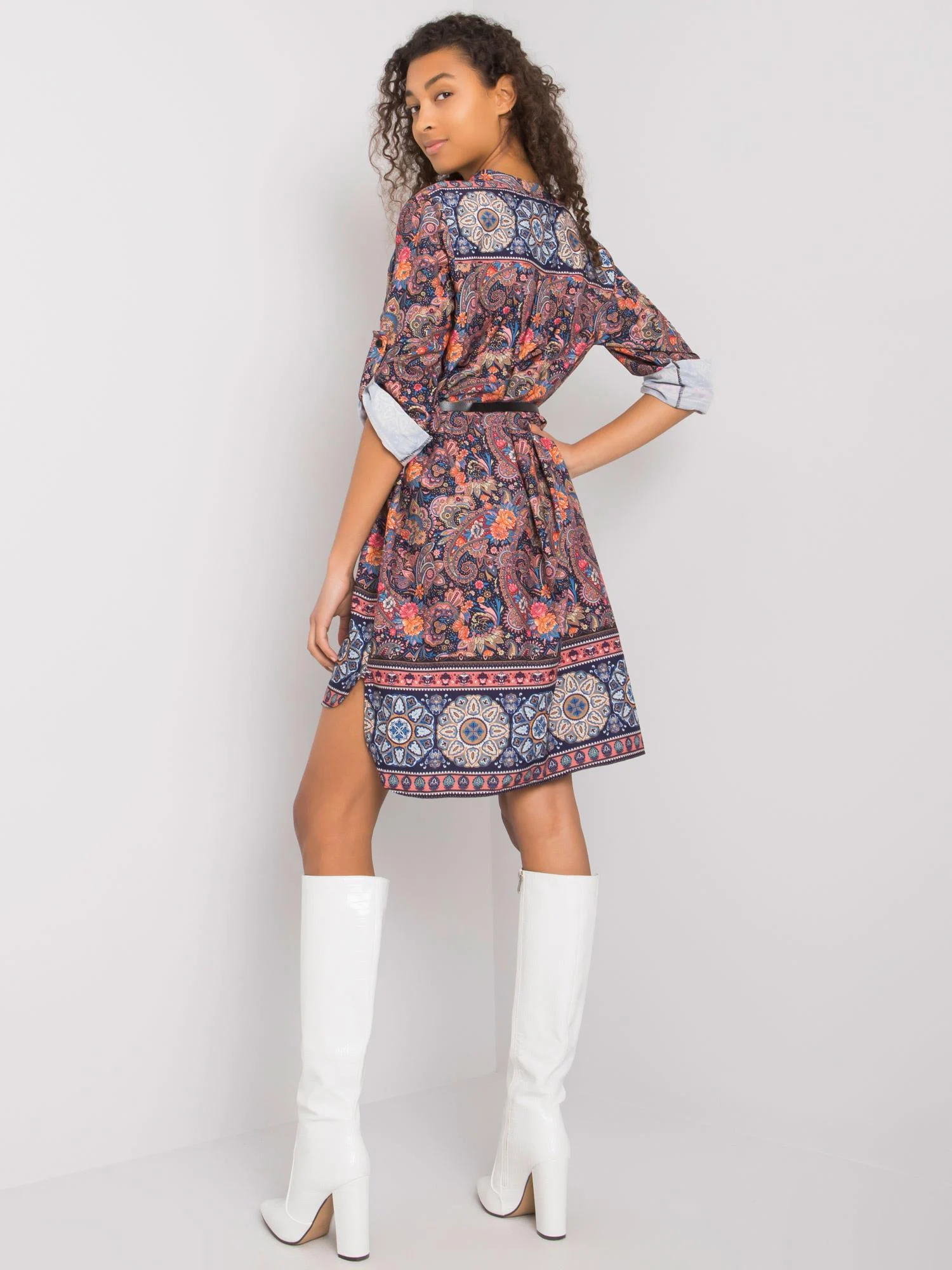 Rochie Dama Maxi, Imprimat, ITALY MODA, Bleumarin Eleganta Office - Image 5
