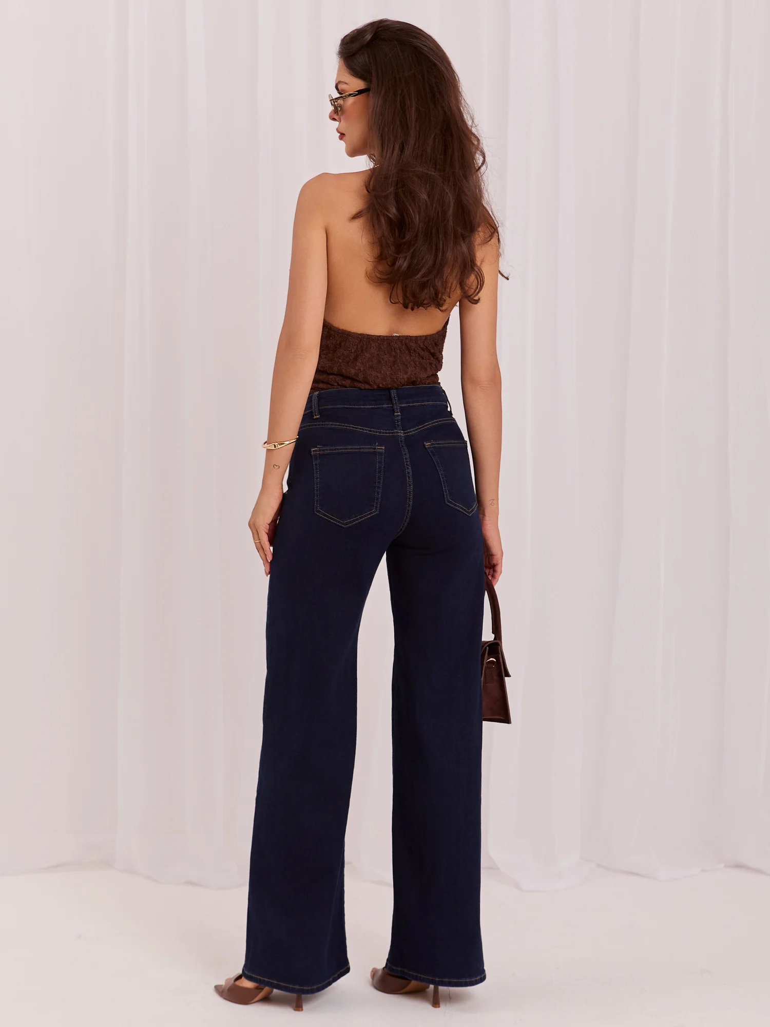 Blugi Dama Lunga, Larga, ITALY MODA, Bleumarin - imagine 6