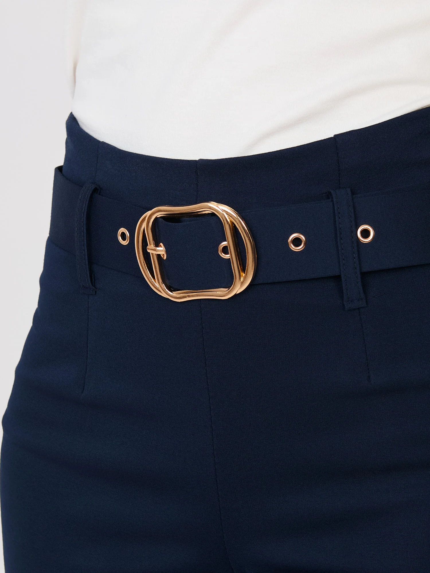 Pantaloni Dama Croiala dreapta, Guler inalt, RUE PARIS, Bleumarin Eleganta Office - imagine 5