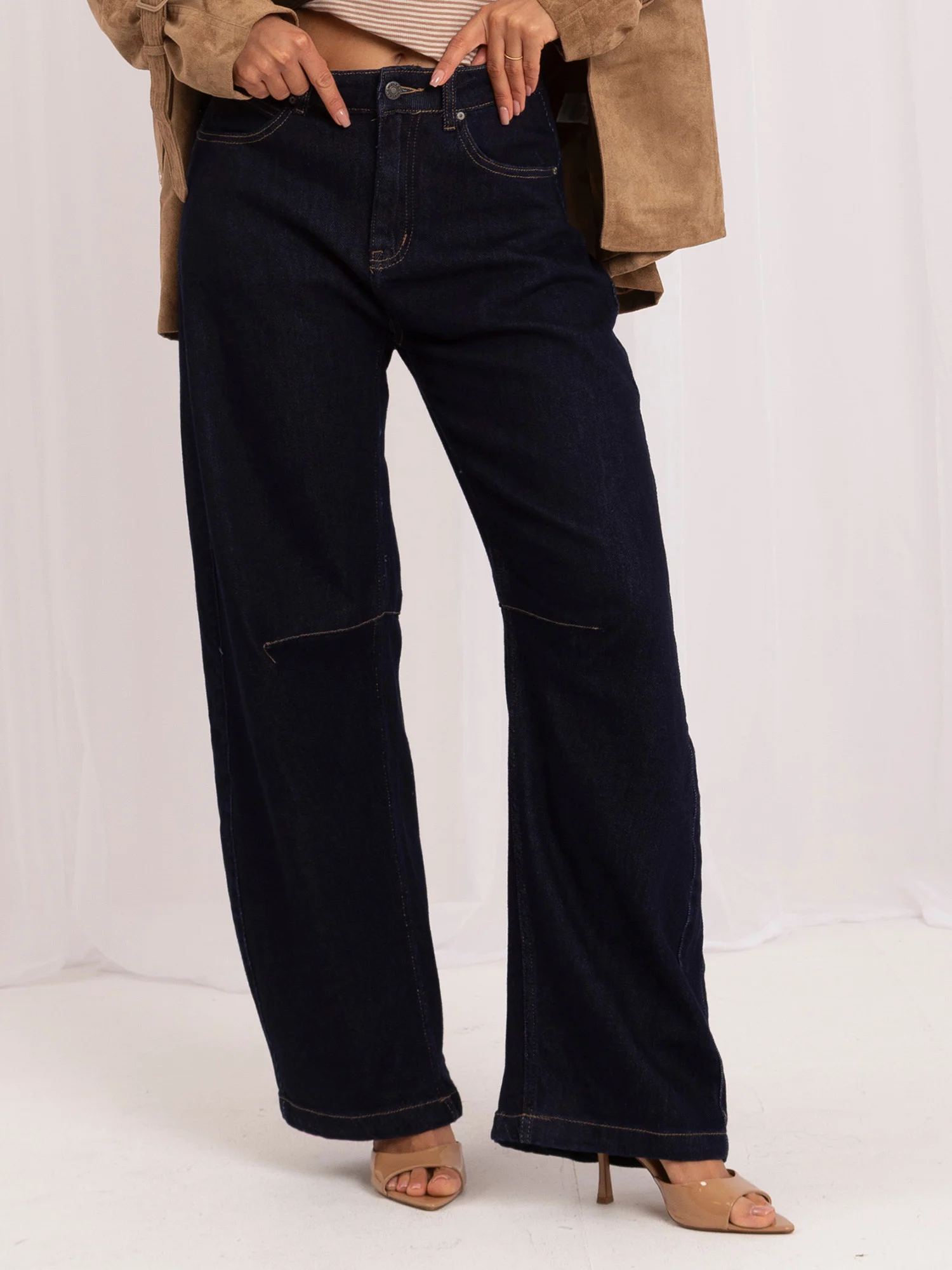 Blugi Dama Lunga, Larga, ITALY MODA, Bleumarin - imagine 6