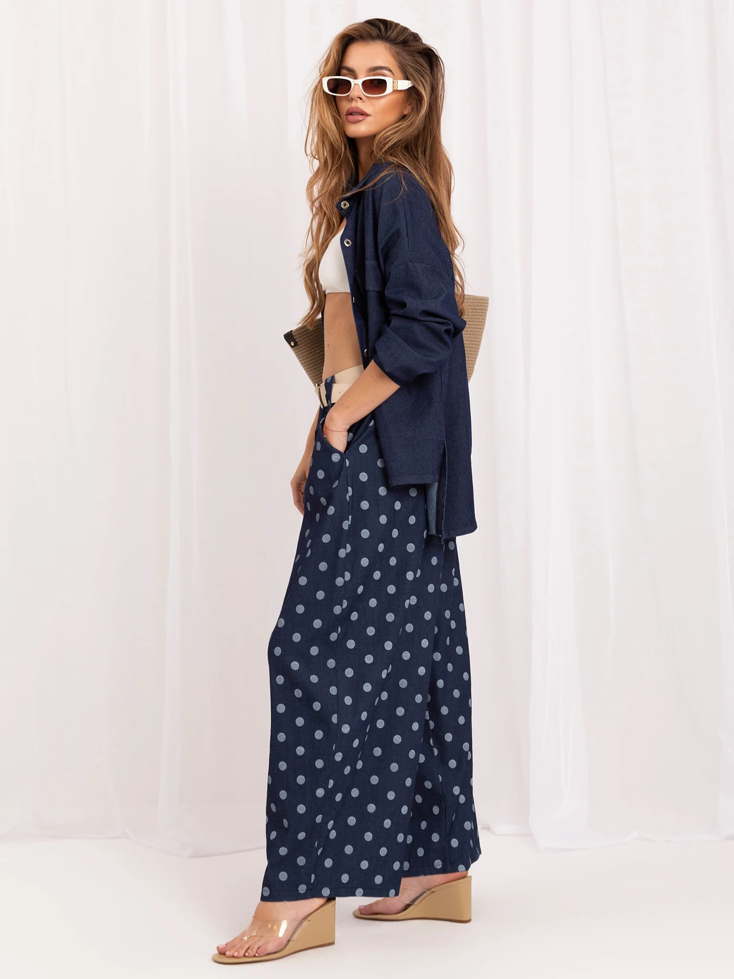 Pantaloni Dama Lunga, Buline, Maya, Bleumarin - imagine 4