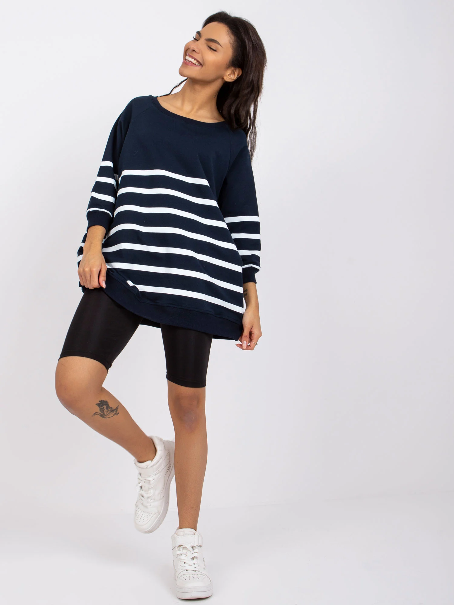Bluza Dama Maneca 3/4, Dungi, RUE PARIS, Bleumarin Eleganta Office - imagine 2