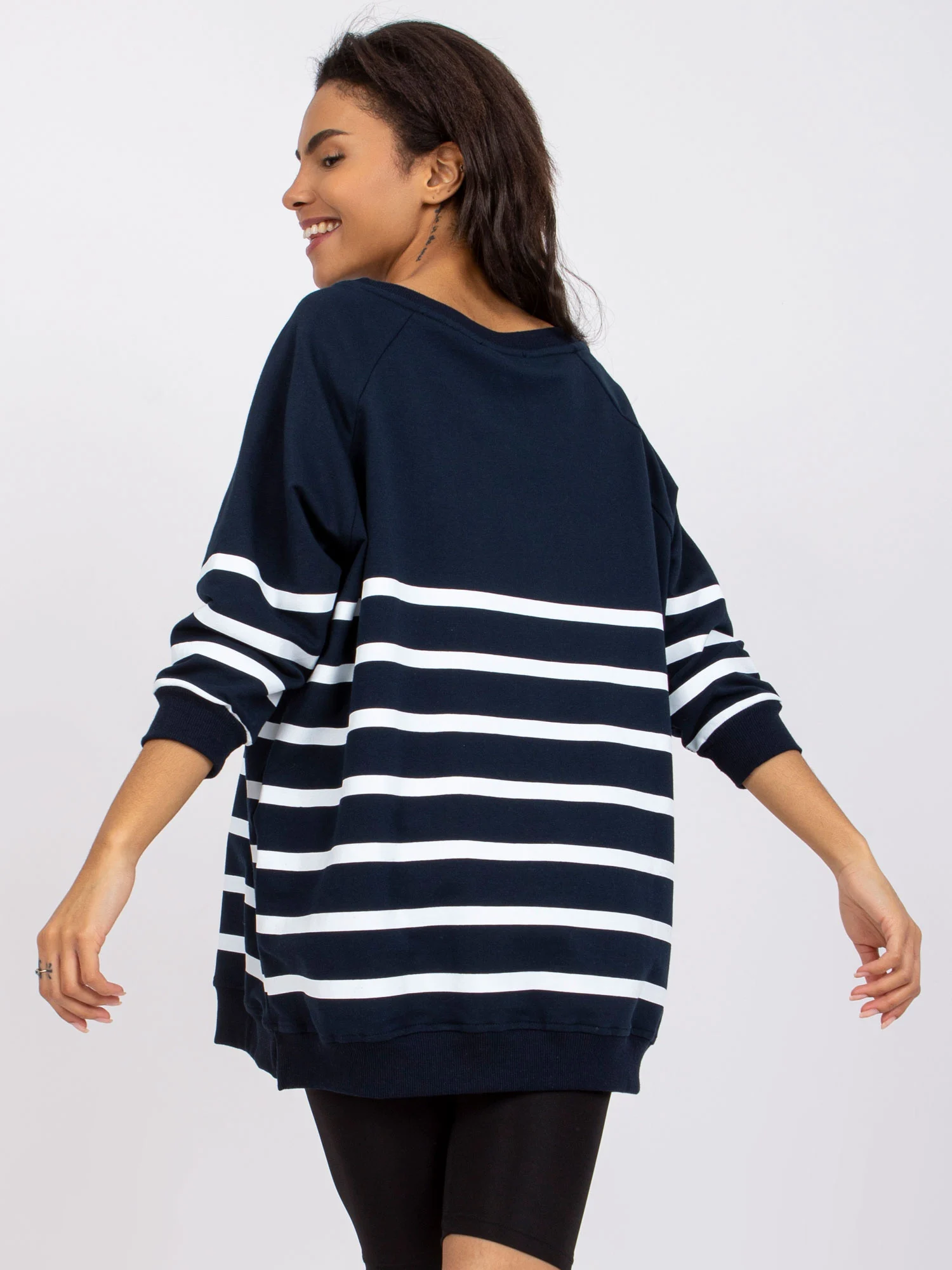 Bluza Dama Maneca 3/4, Dungi, RUE PARIS, Bleumarin Eleganta Office - imagine 4