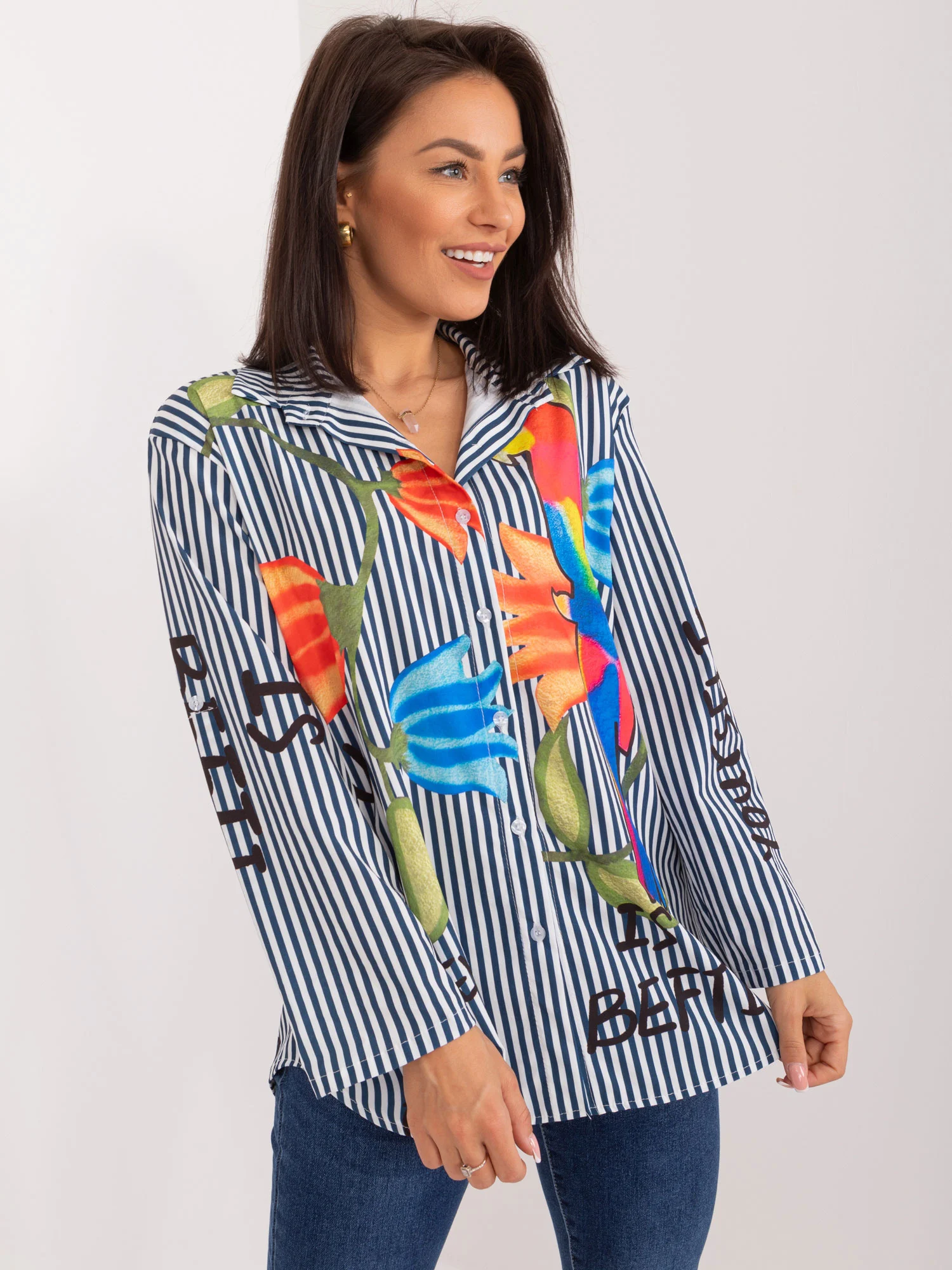 Camasa Dama Maneca lunga, Dungi, ITALY MODA, Bleumarin Eleganta Office - imagine 5