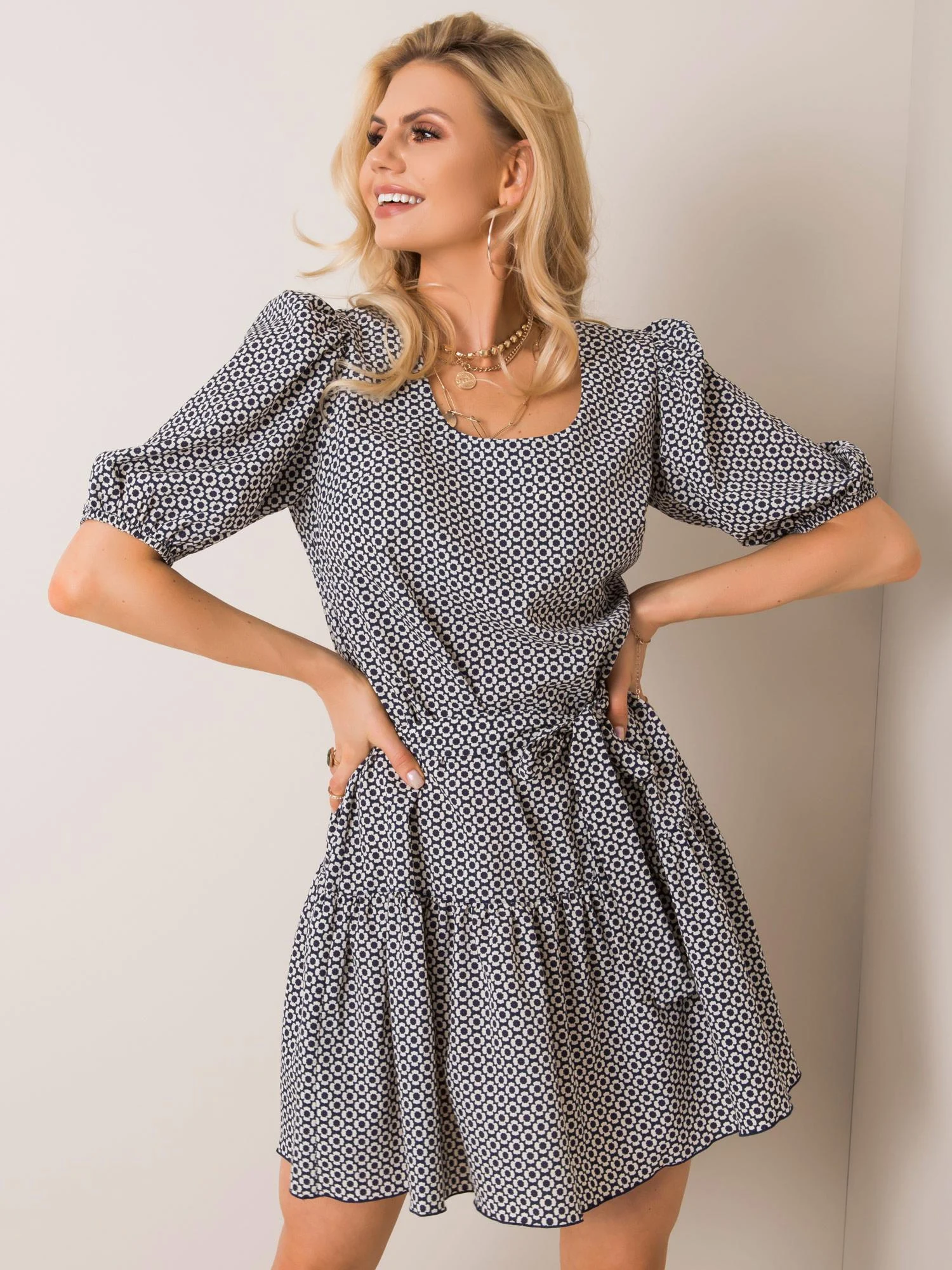 Rochie Dama Mini, Floral, LAKERTA, Bleumarin Casual - imagine 2