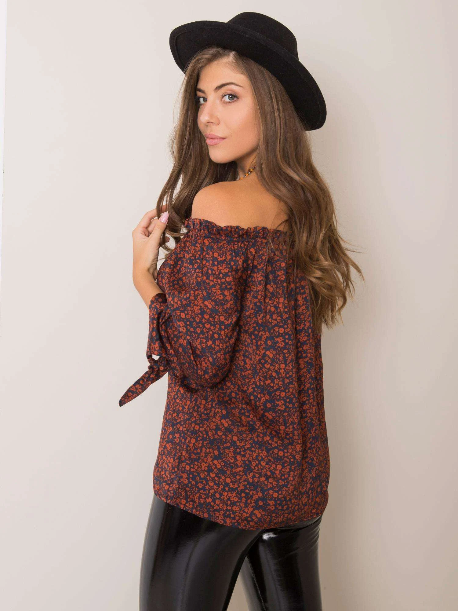 Bluza Dama Maneca 3/4, Floral, Sublevel, Maro Casual - imagine 3