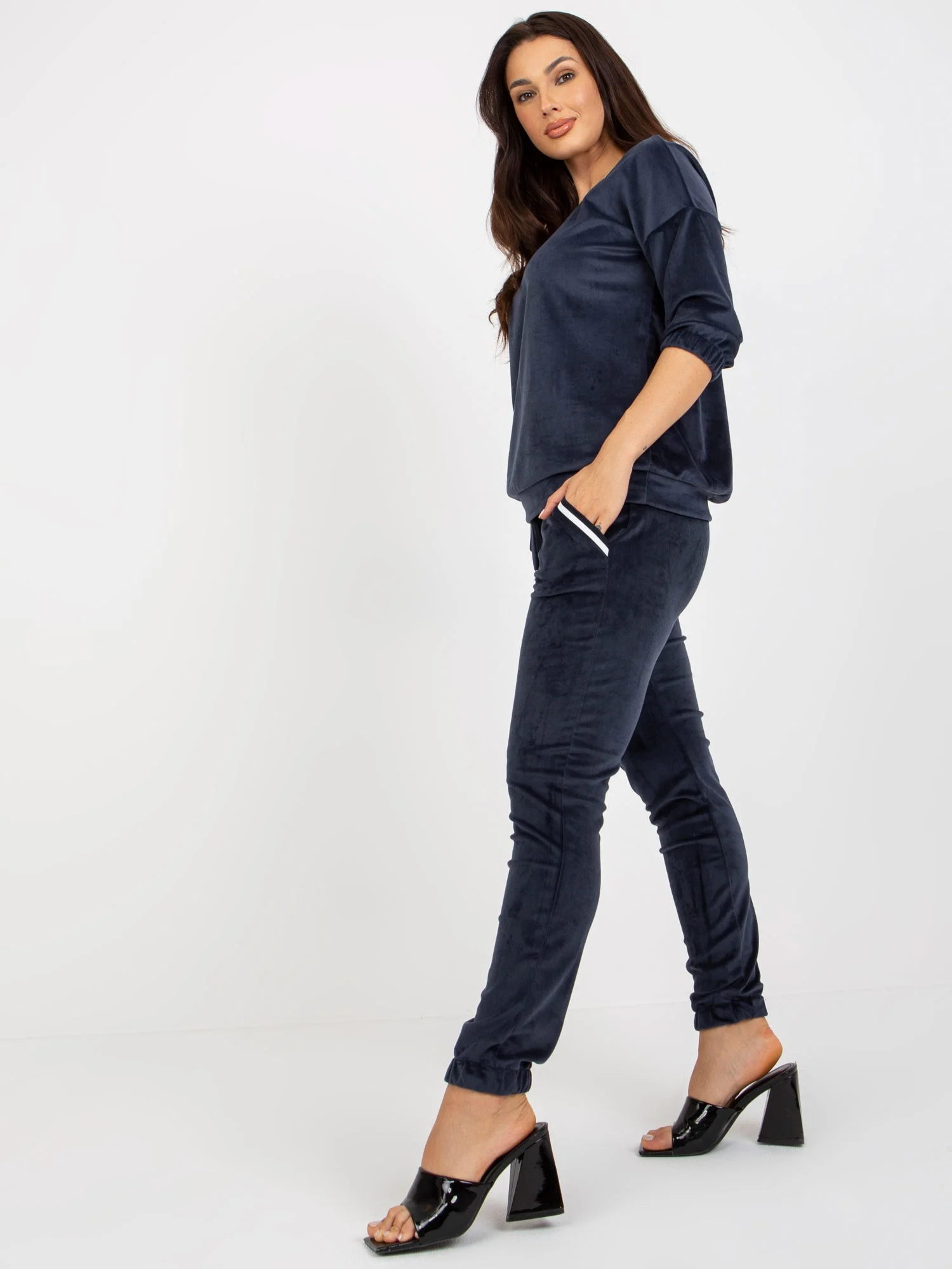 Compleu Dama Maneca 3/4, Mansete elastice, RELEVANCE, Bleumarin Casual - imagine 7