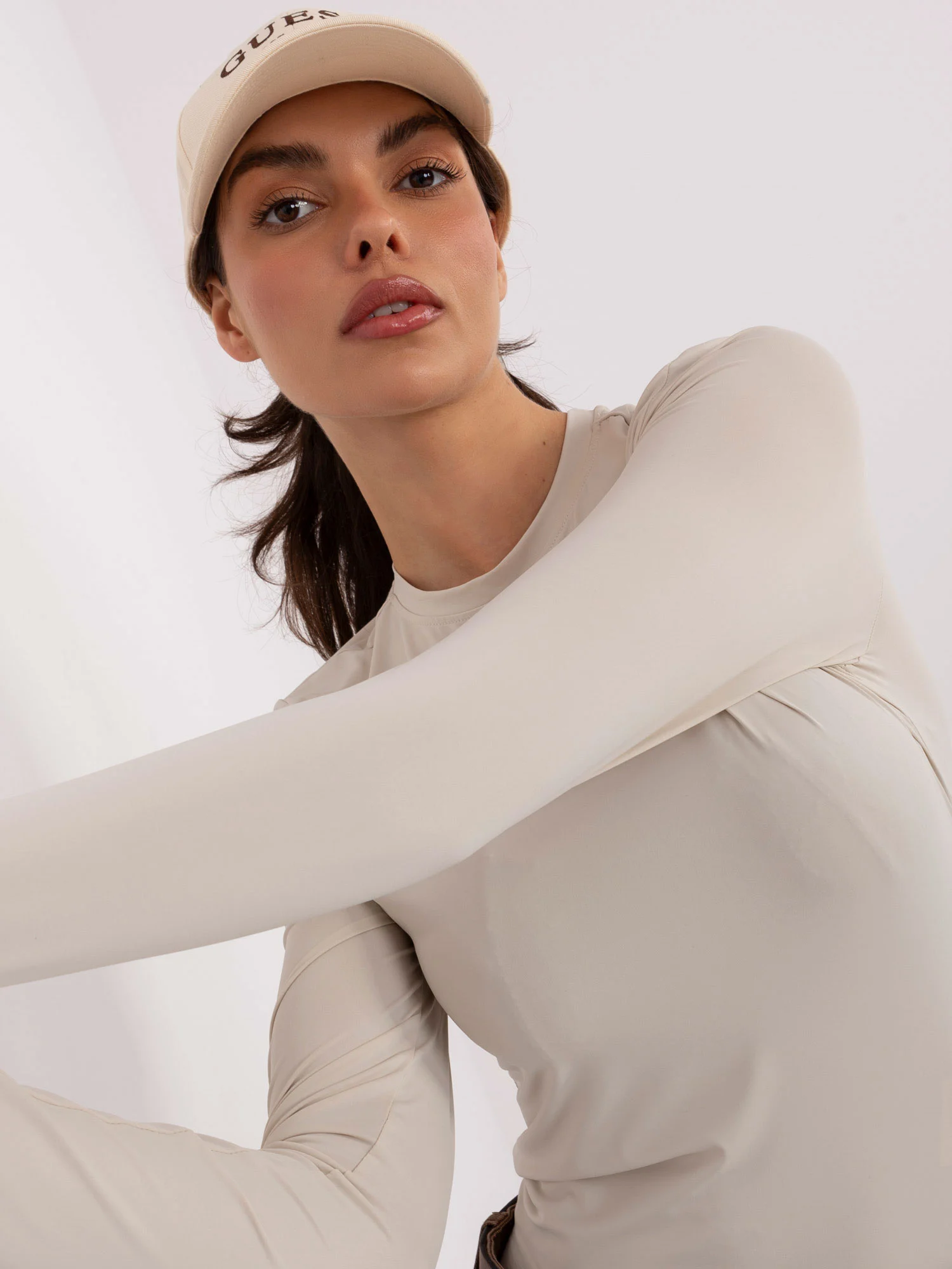 Bluza Dama Maneca lunga, Decolteu rotund, Sublevel, Bej Casual - imagine 3