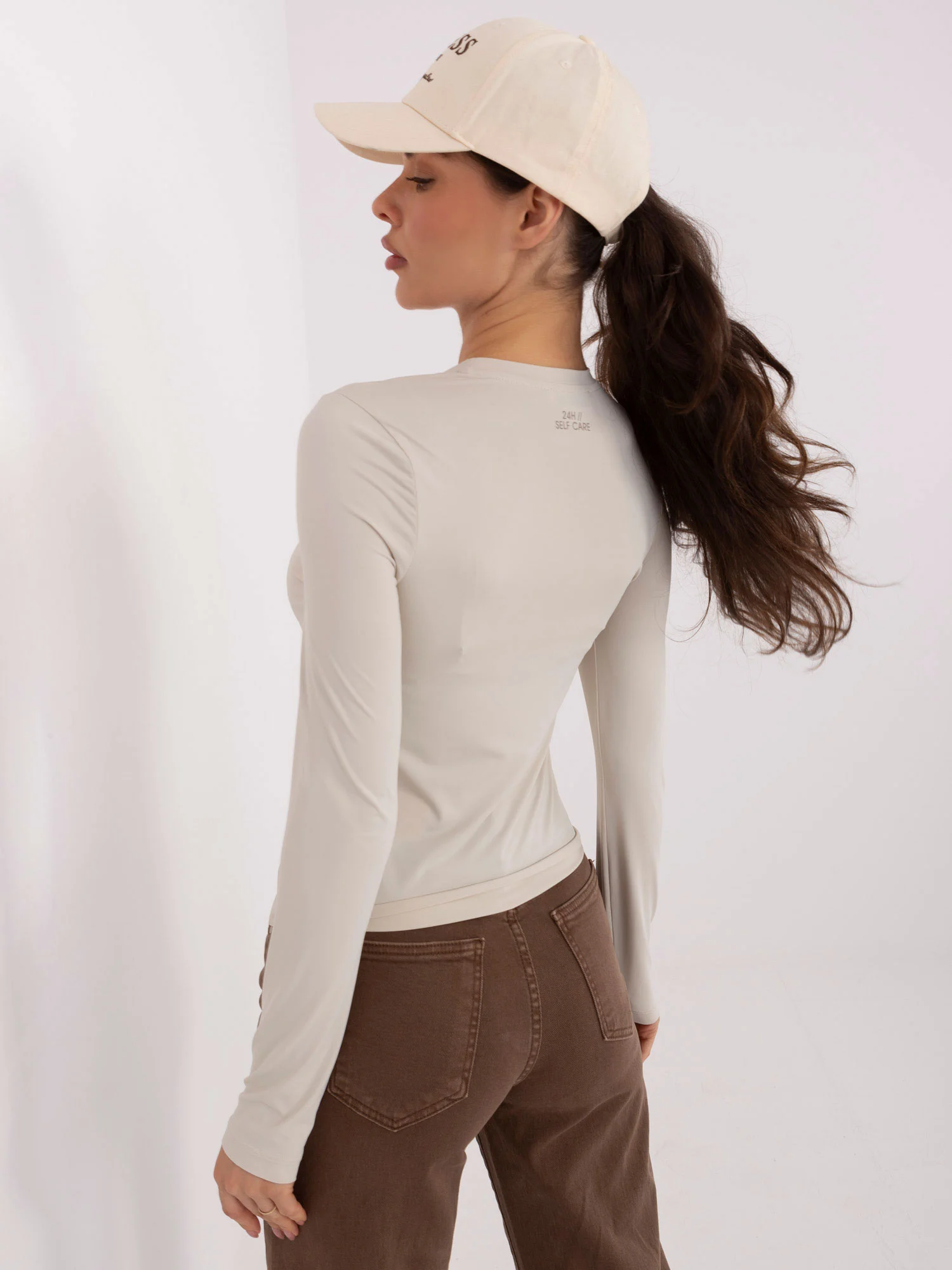 Bluza Dama Maneca lunga, Decolteu rotund, Sublevel, Bej Casual - imagine 6