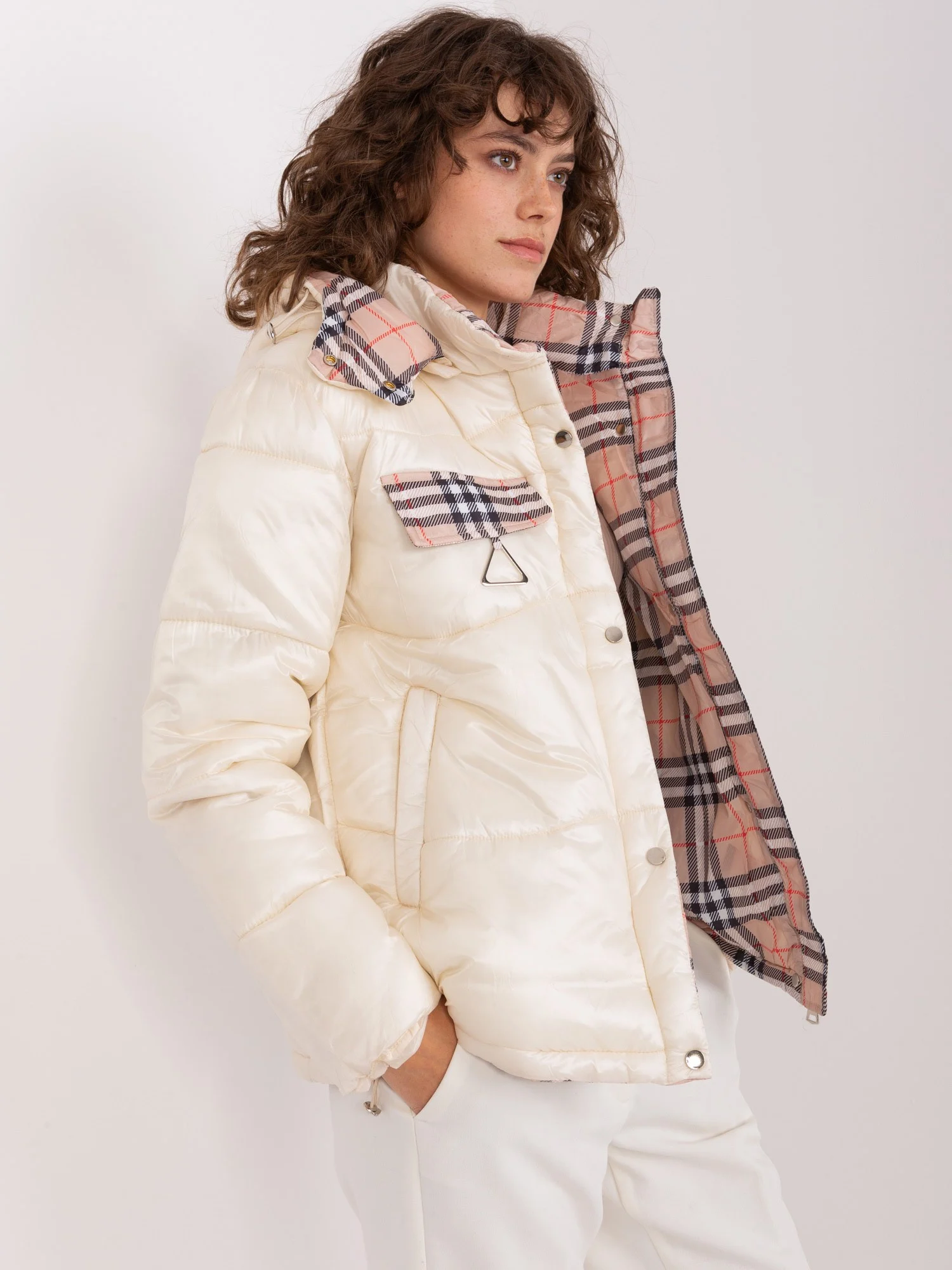 Jacheta Dama Maneca lunga, Carouri, Trendy. ING, Bej Eleganta Office - imagine 2