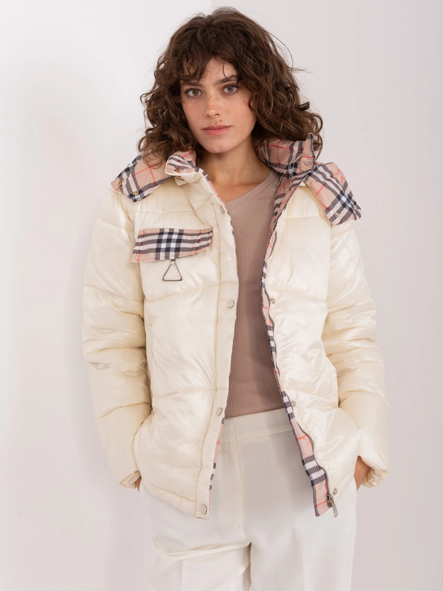 Jacheta Dama Maneca lunga, Carouri, Trendy. ING, Bej Eleganta Office - imagine 5