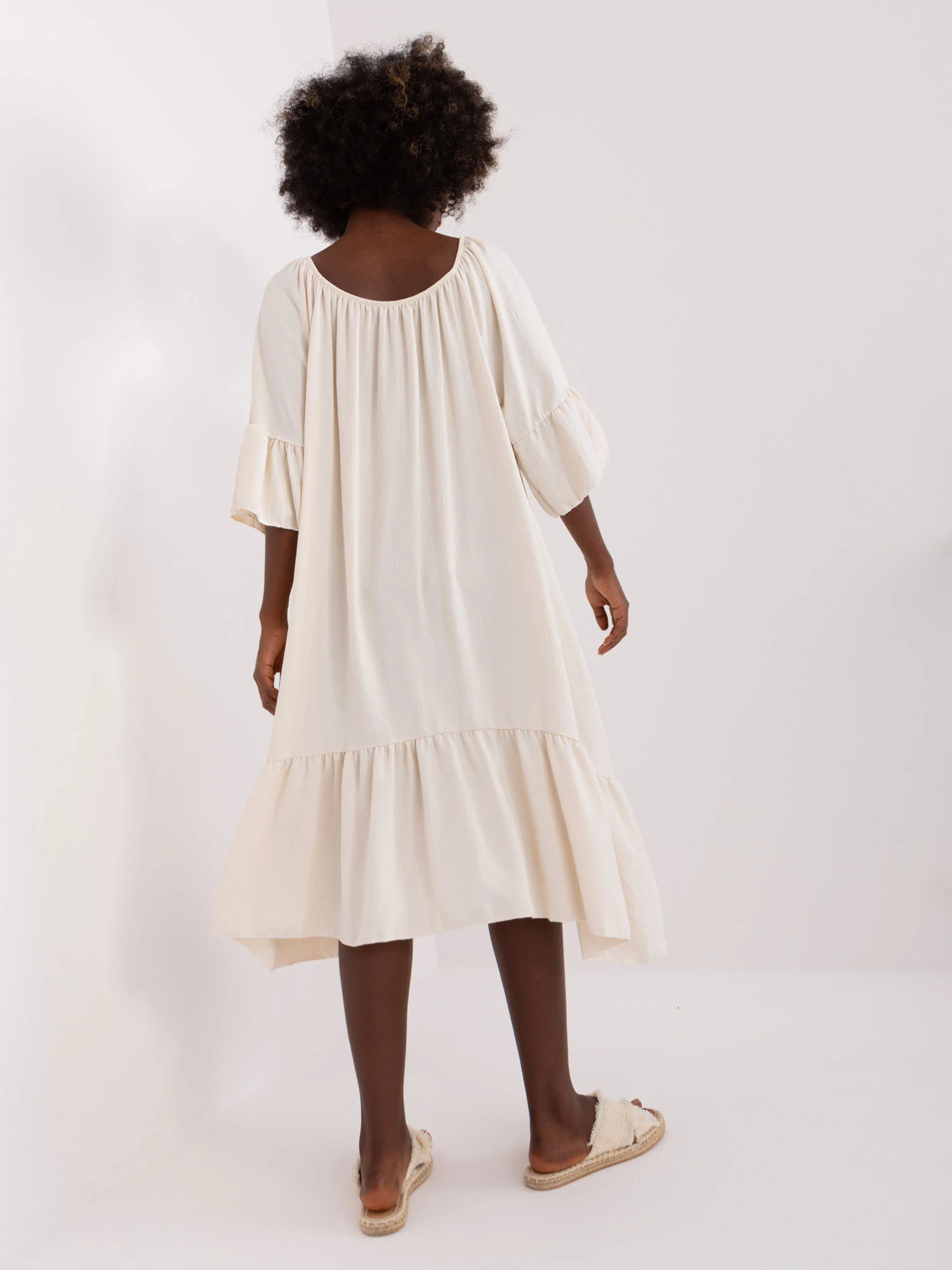 Rochie Dama Maneca 3/4, Oversize, ITALY MODA, Bej - Image 5